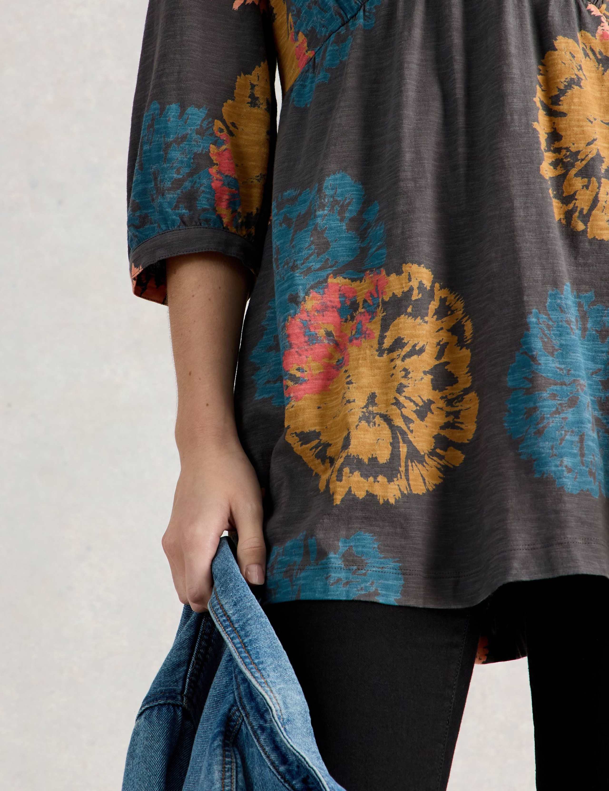 Pure Cotton Floral V-Neck Tunic 5 of 6