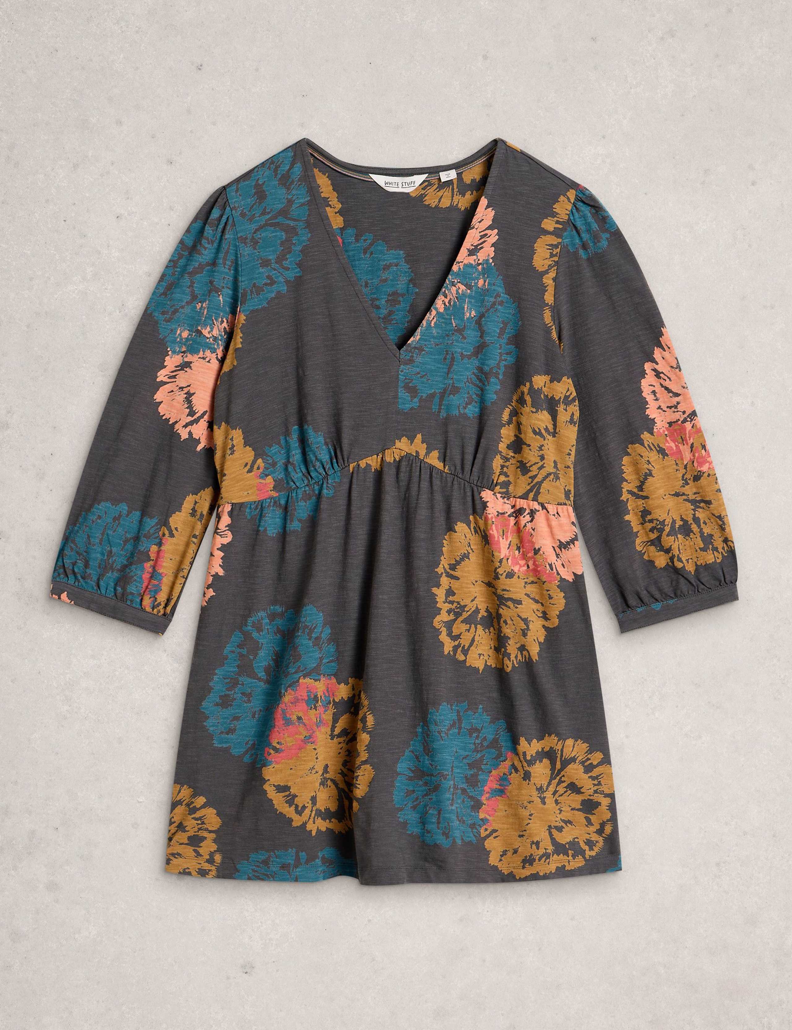 Pure Cotton Floral V-Neck Tunic 2 of 6