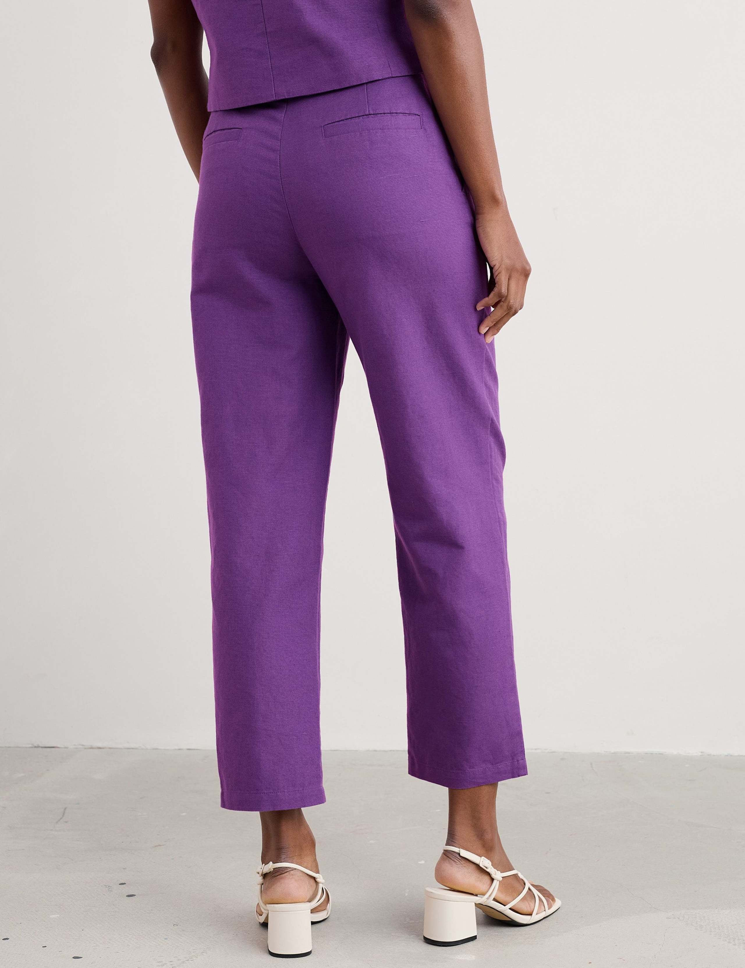 Linen Rich Straight Leg Ankle Grazer Trousers 4 of 4