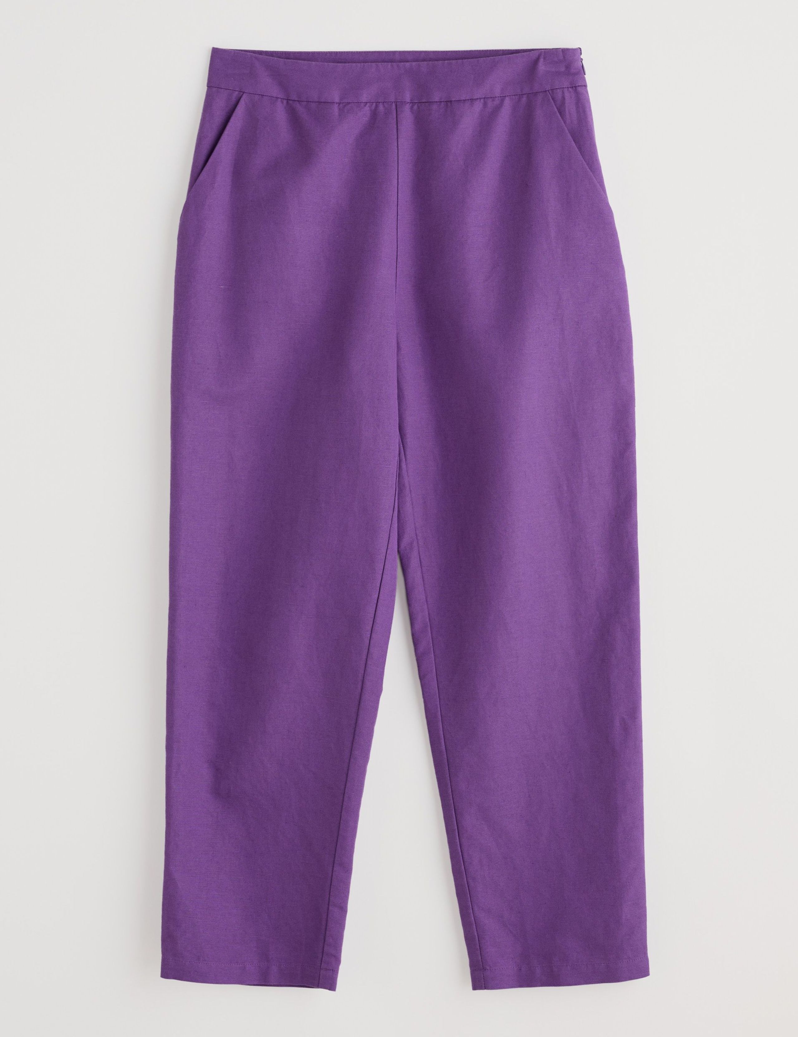 Linen Rich Straight Leg Ankle Grazer Trousers 2 of 4