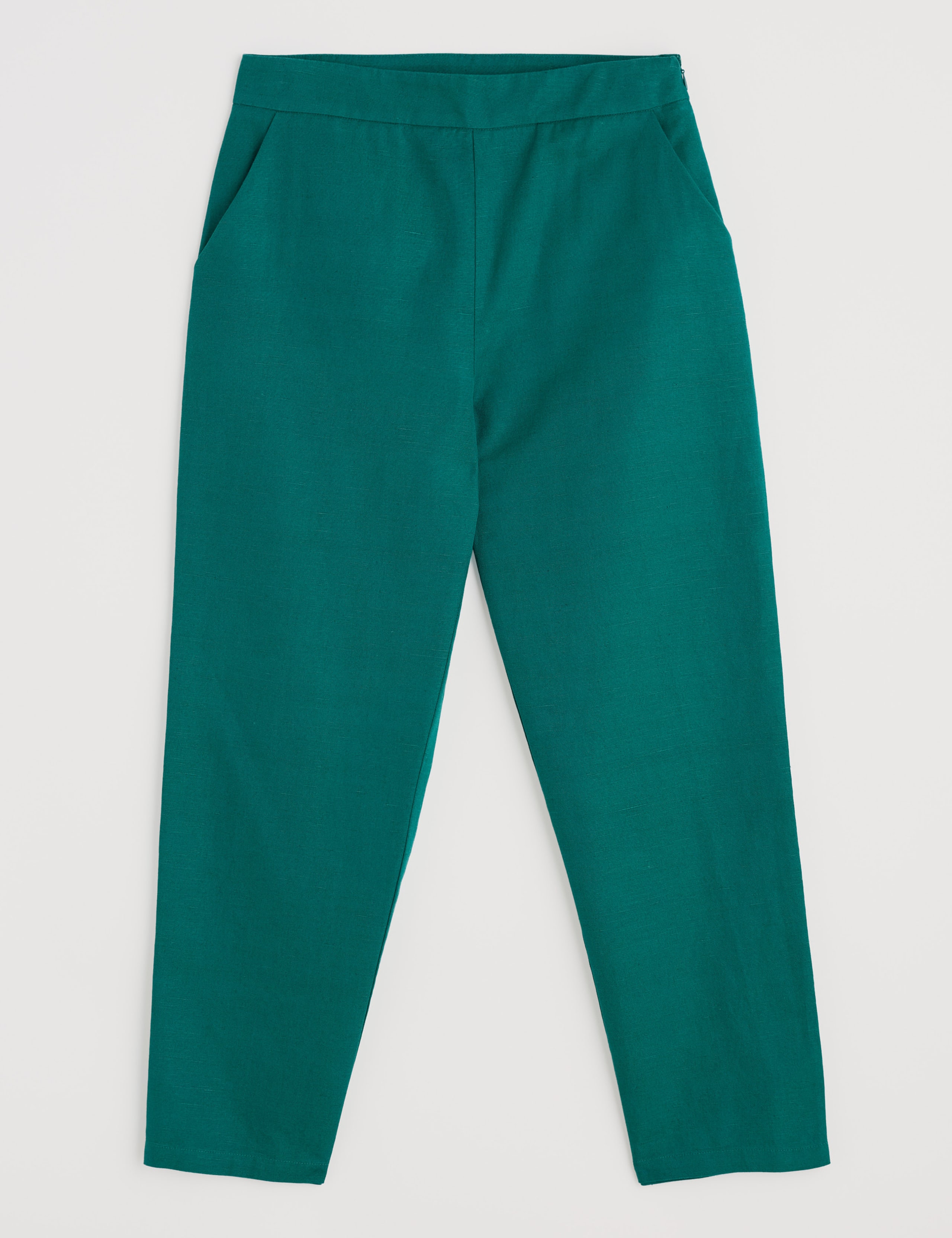 Linen Rich Straight Leg Ankle Grazer Trousers 2 of 4