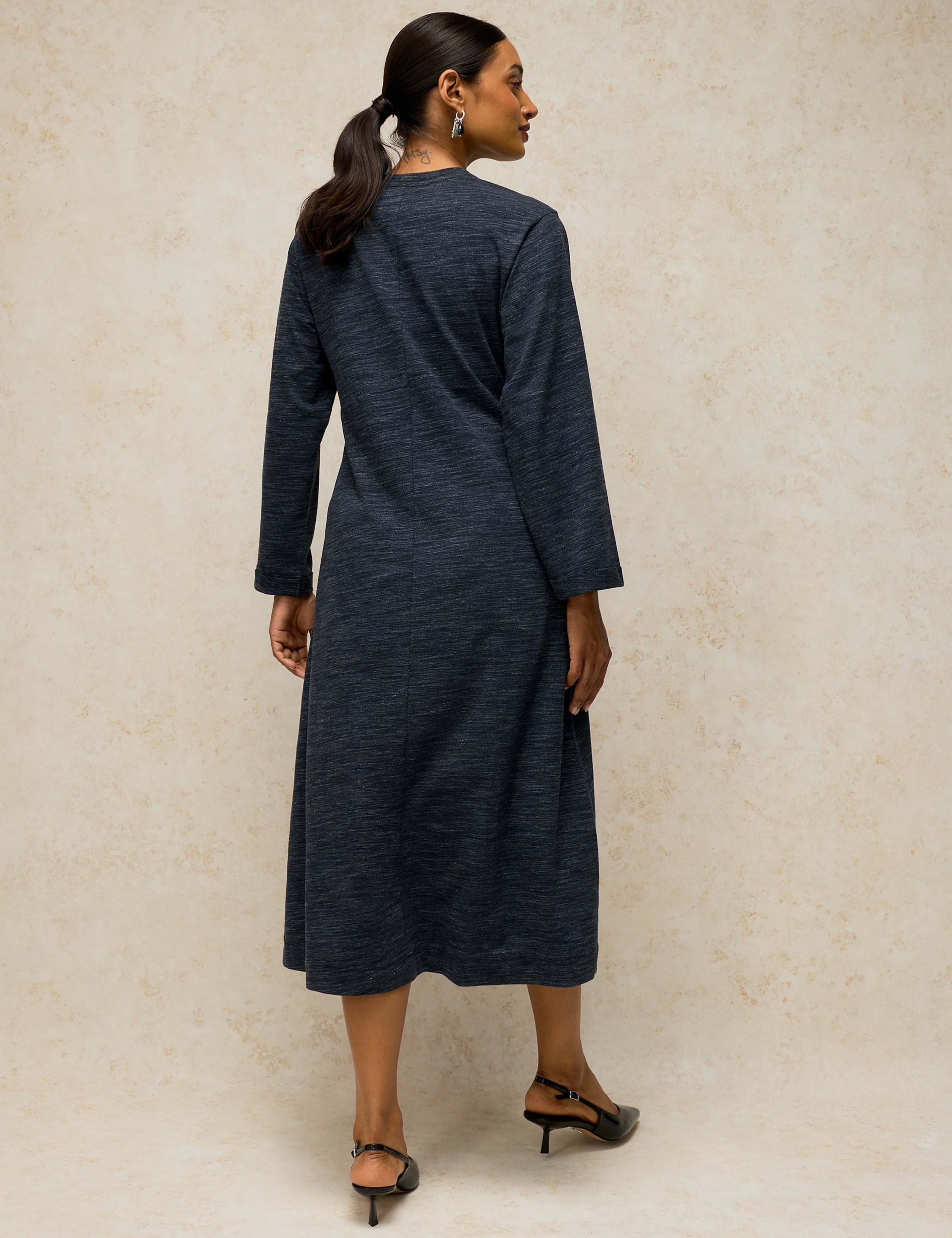 Pure Cotton Crew Neck Midi Twist Dress 4 of 6