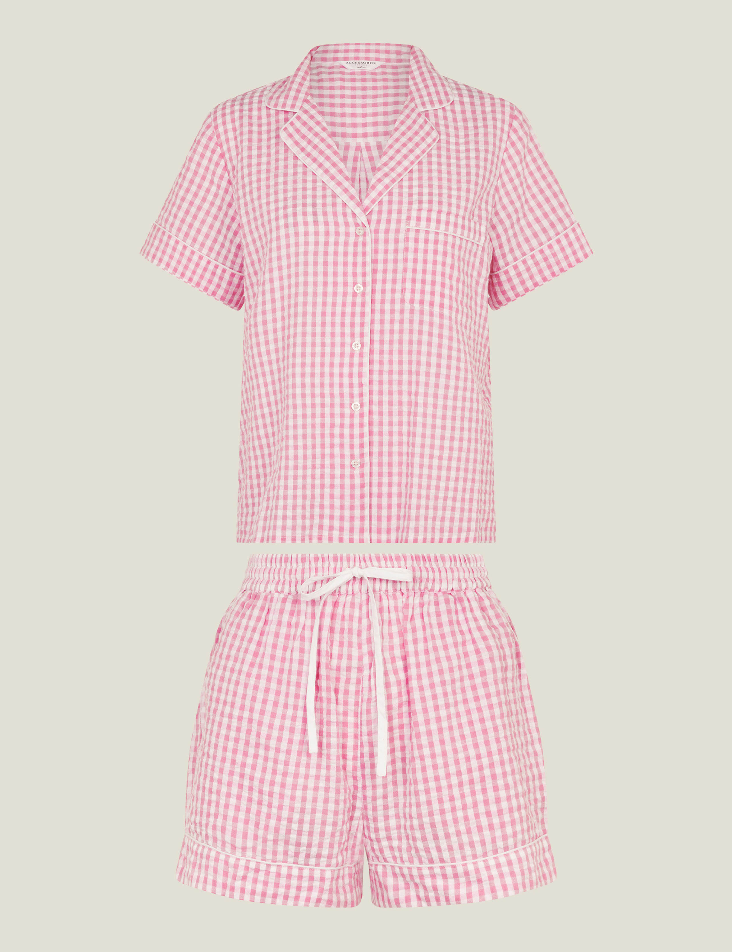 Pure Cotton Gingham Revere Shortie Set 2 of 4