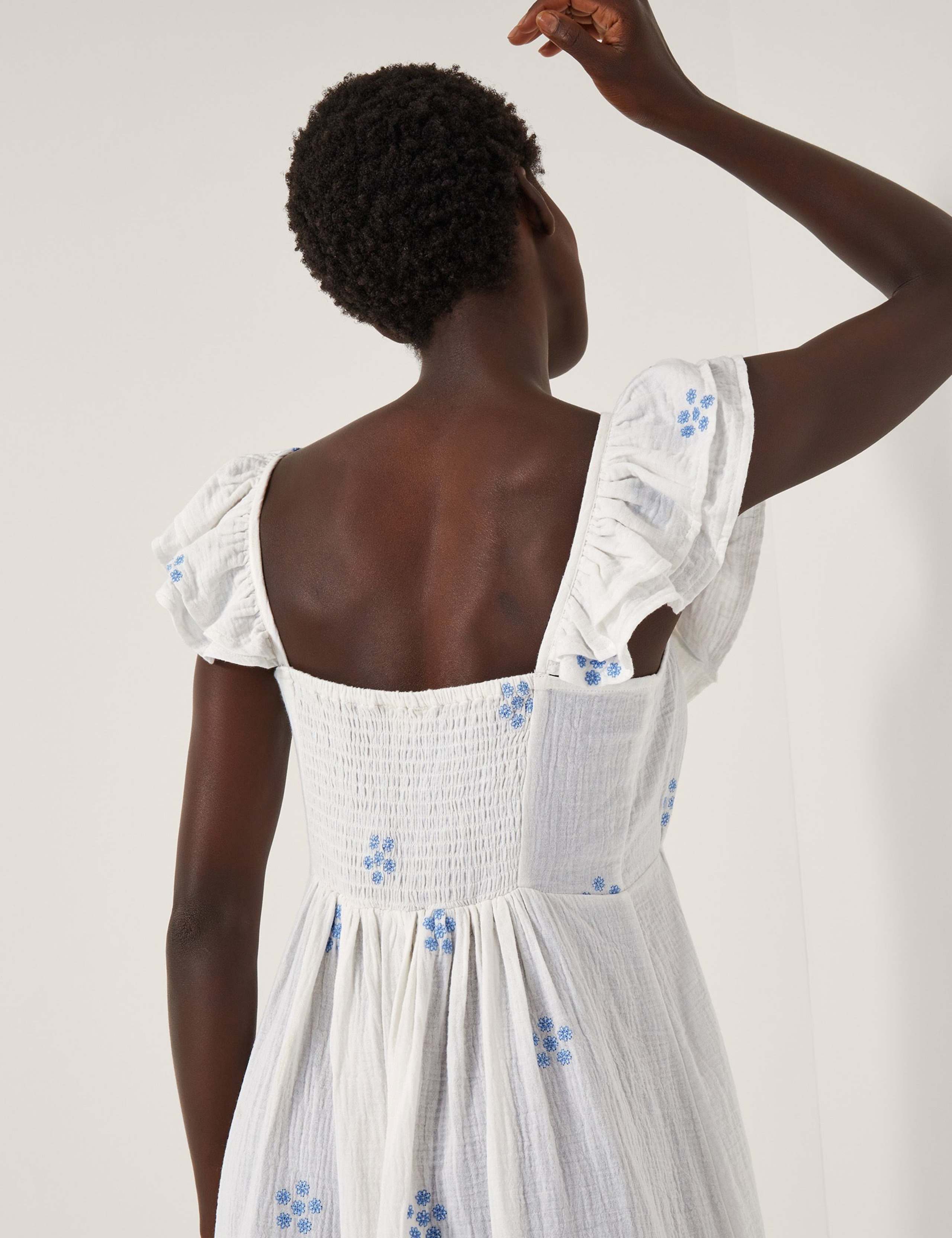 Pure Cotton Embroidered Daisy Midi Beach Dress 2 of 4