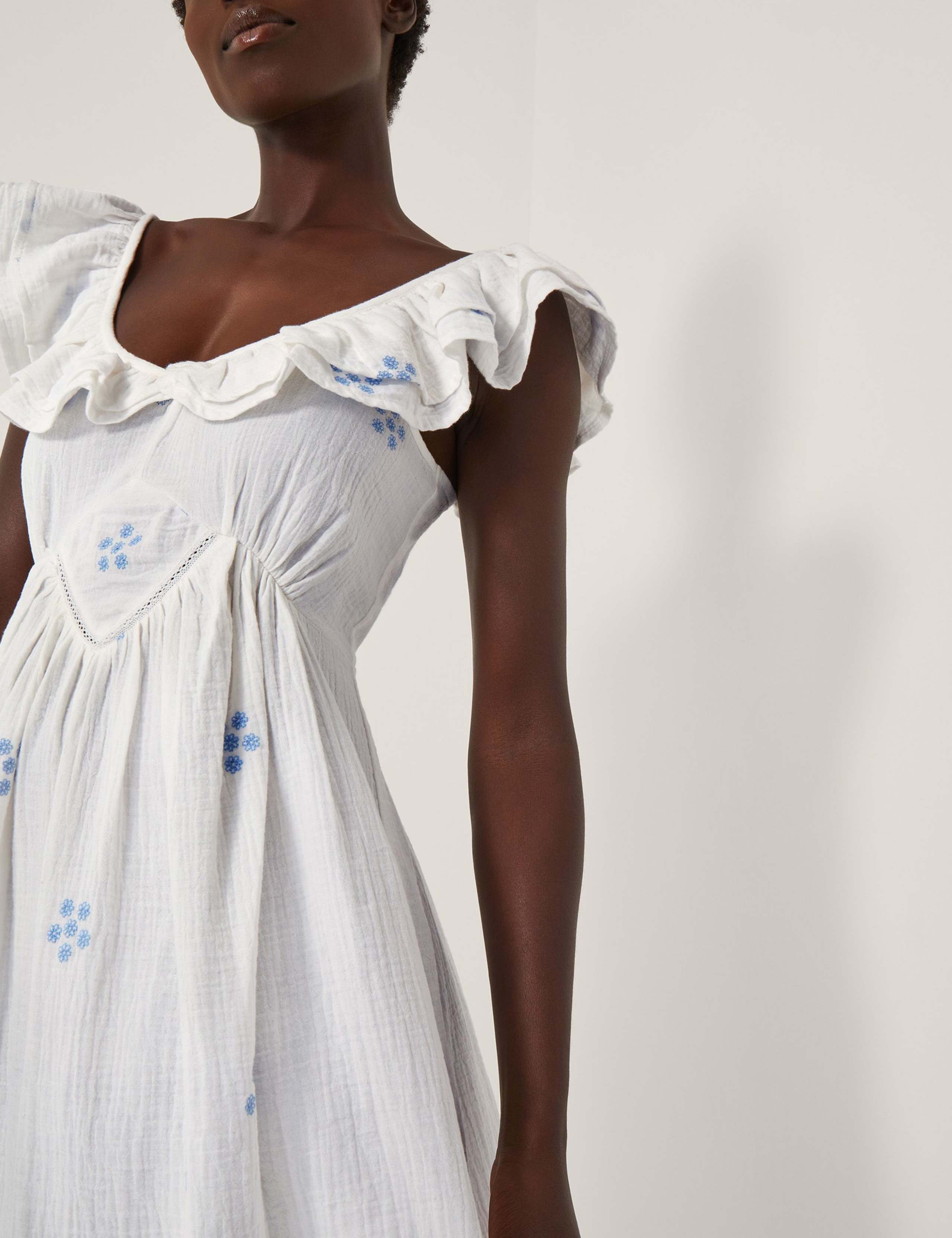 Pure Cotton Embroidered Daisy Midi Beach Dress 3 of 4