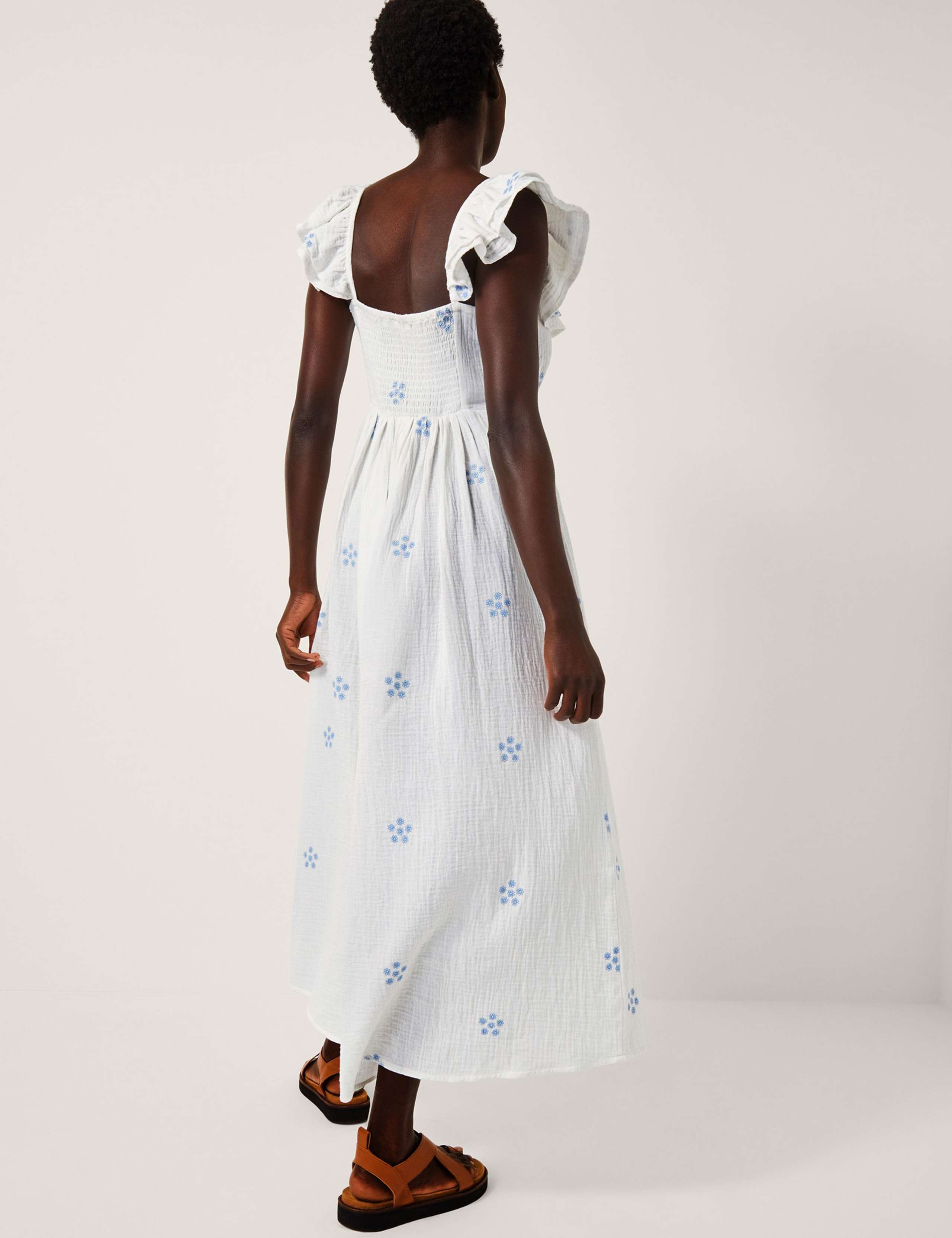 Pure Cotton Embroidered Daisy Midi Beach Dress 4 of 4