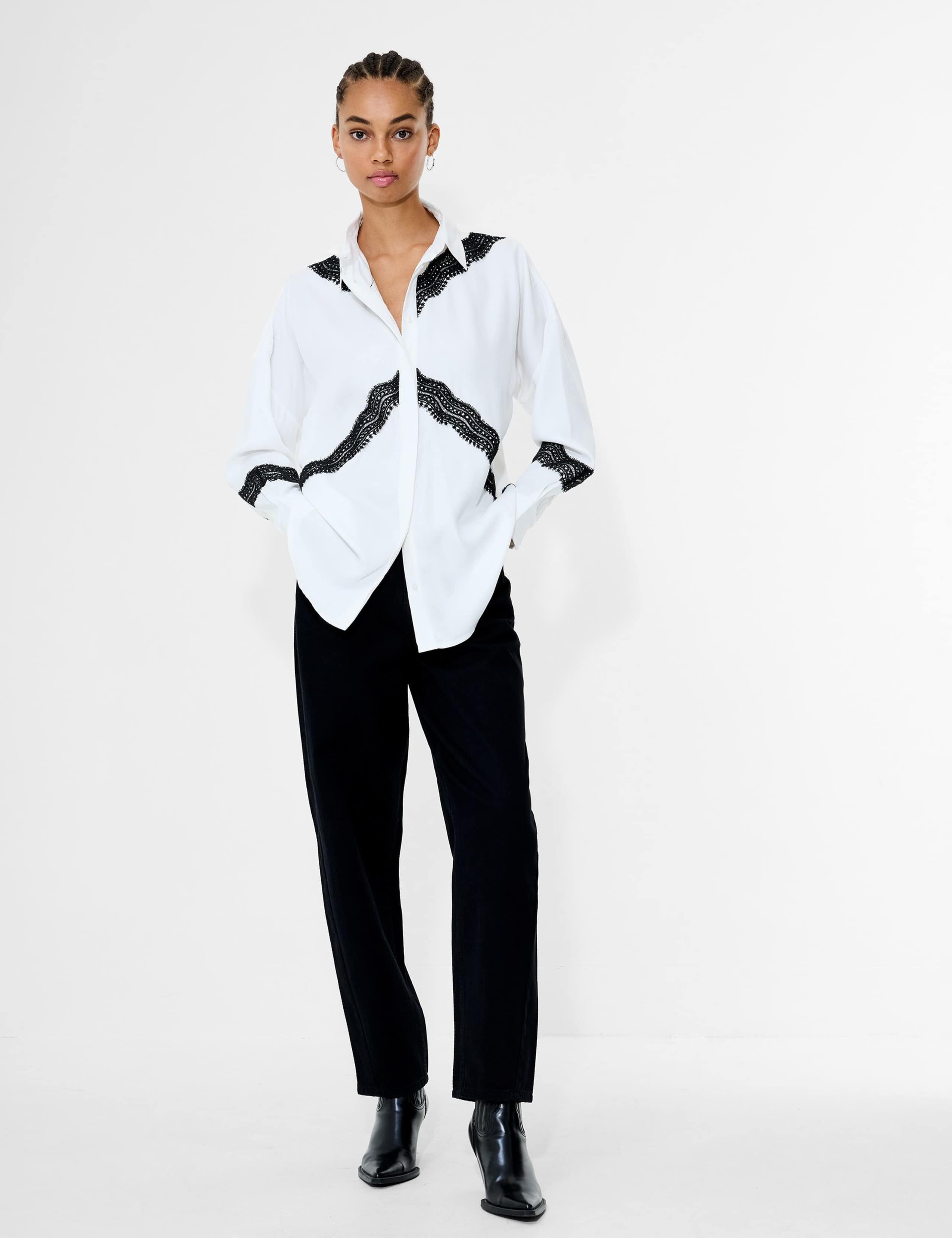 Satin Lace Detail Shirt 1 of 3