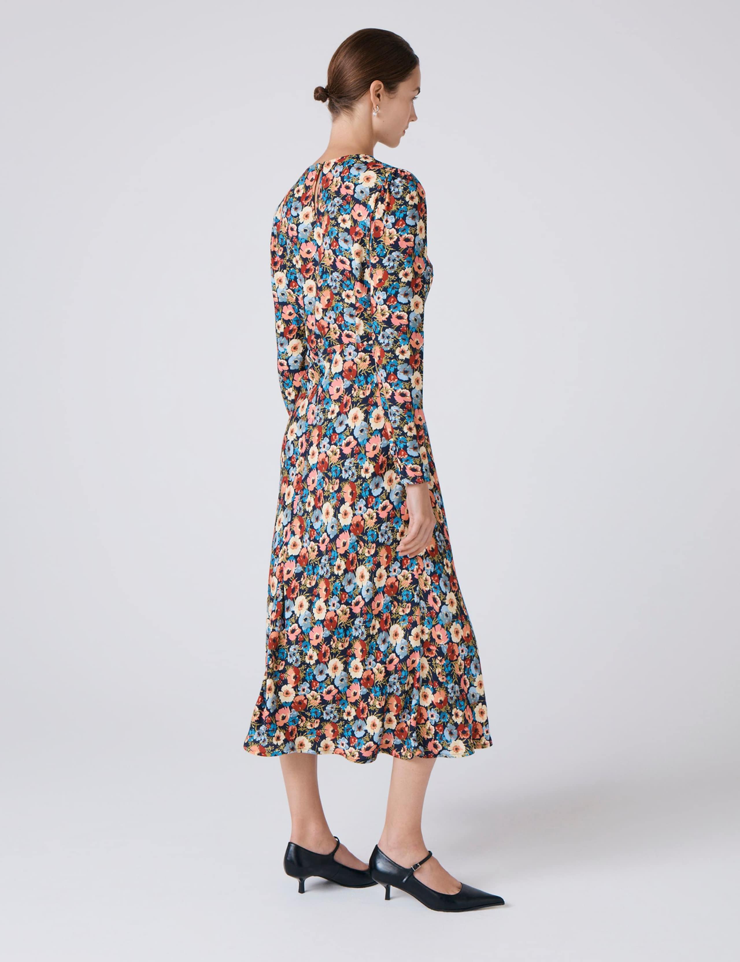 Crepe Floral Midi Skater Dress 3 of 5
