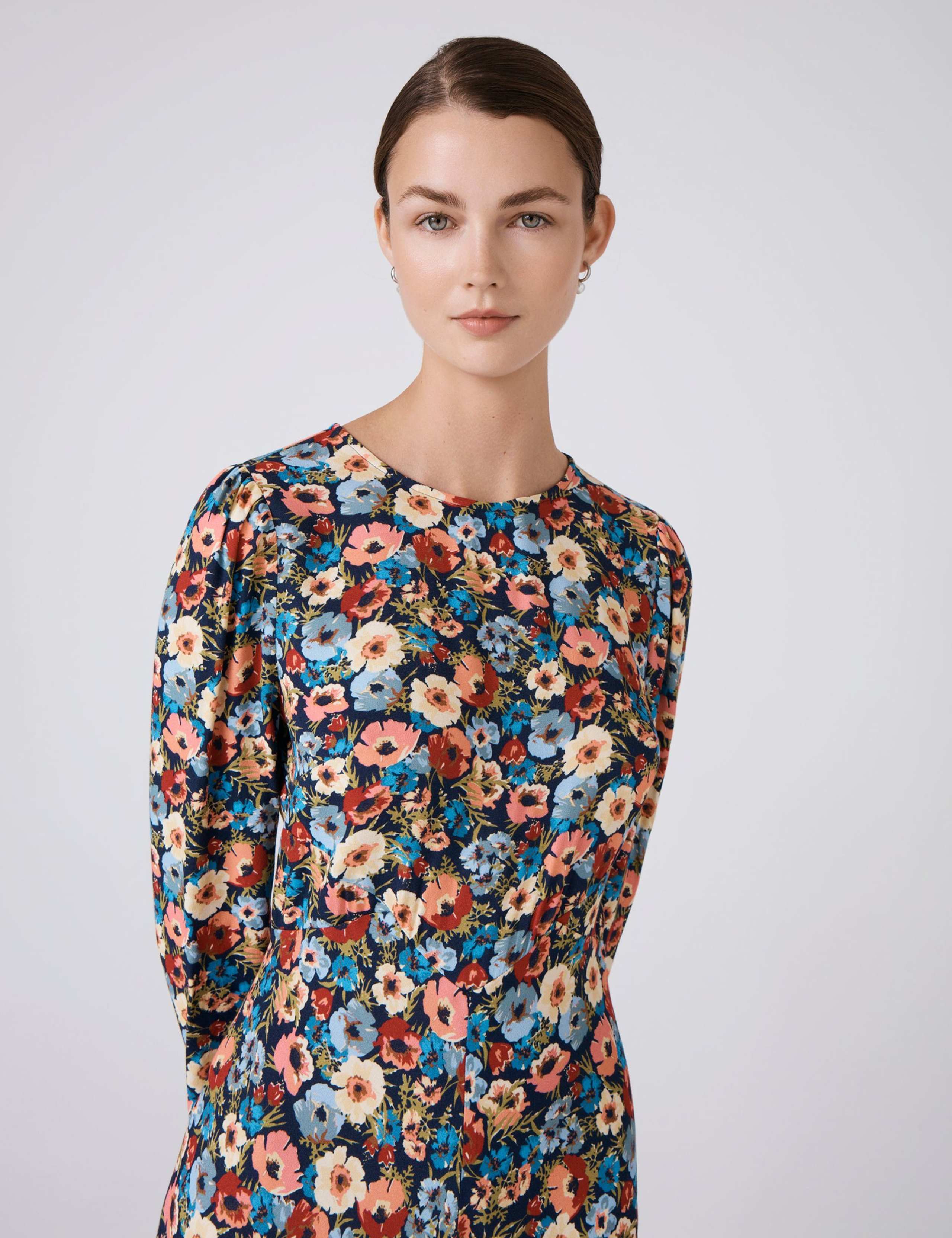 Crepe Floral Midi Skater Dress 4 of 5