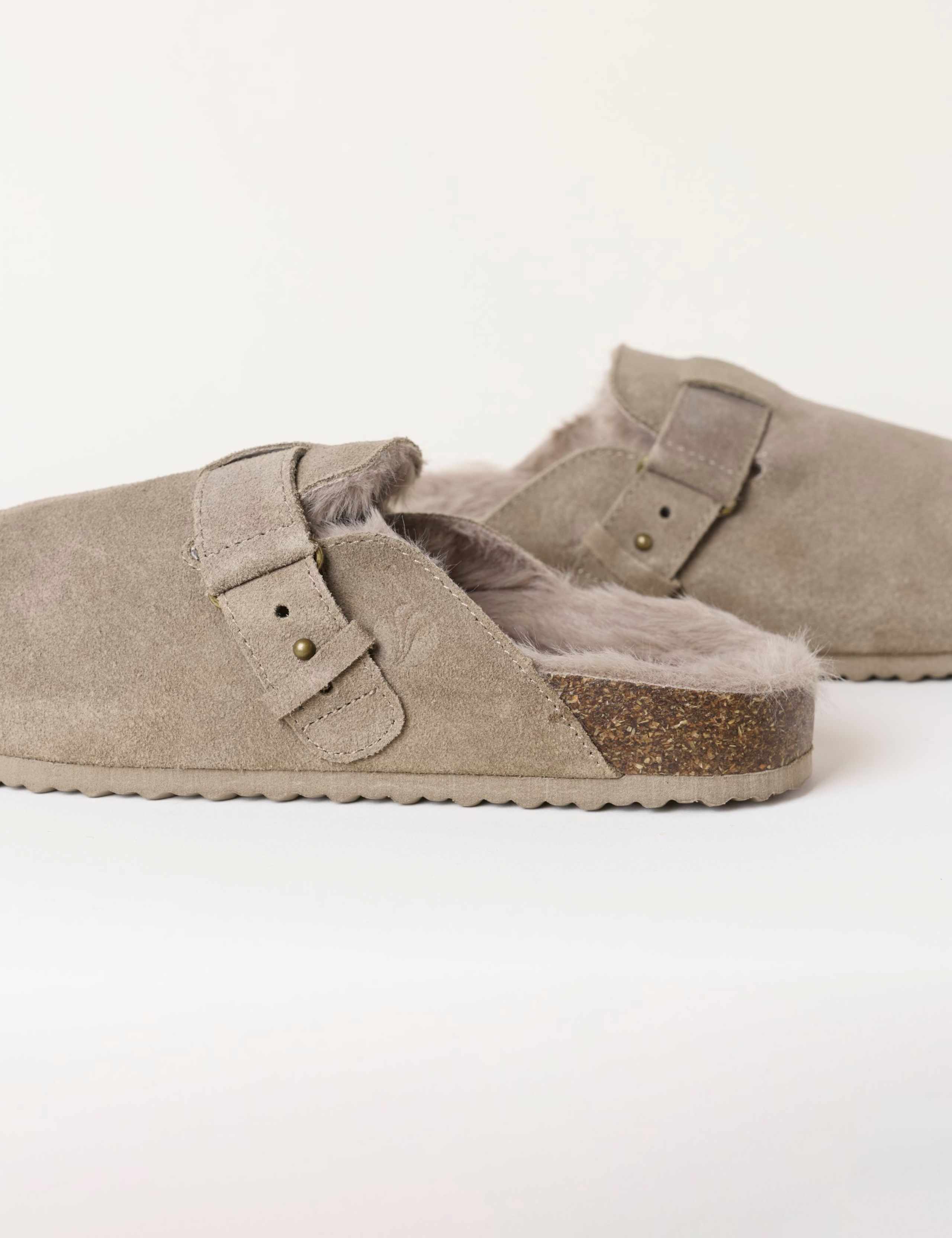 Suede Faux Fur Lined Mule Slippers 3 of 3