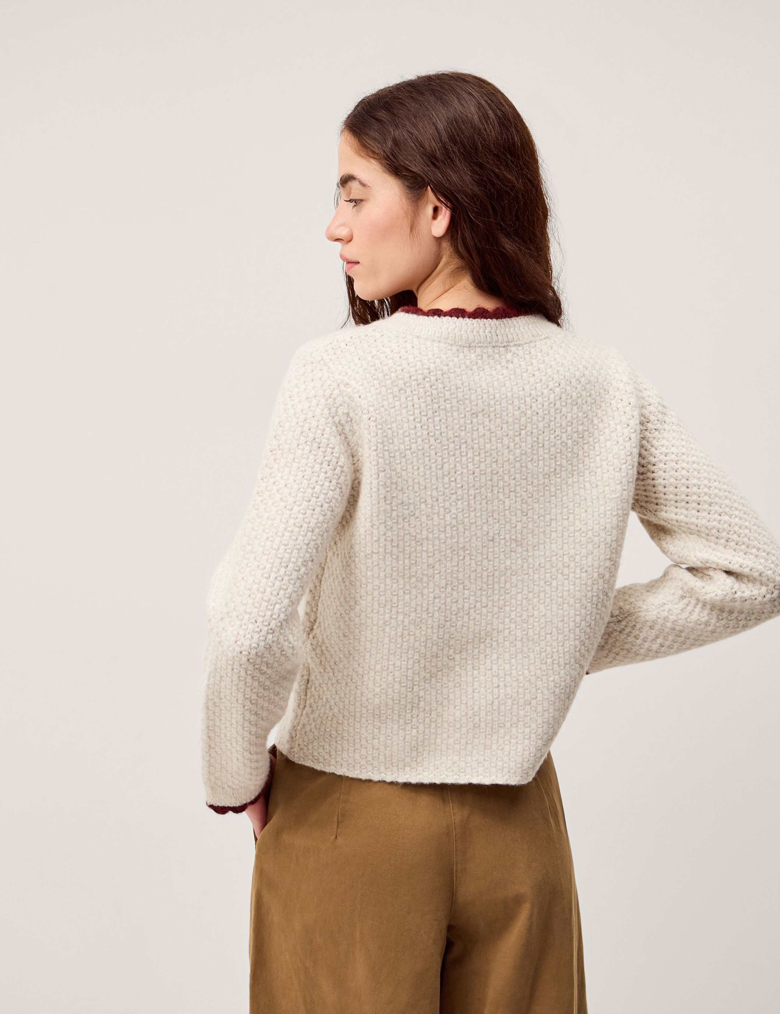 Floral Embroidered Scallop Edge Cardigan 2 of 4