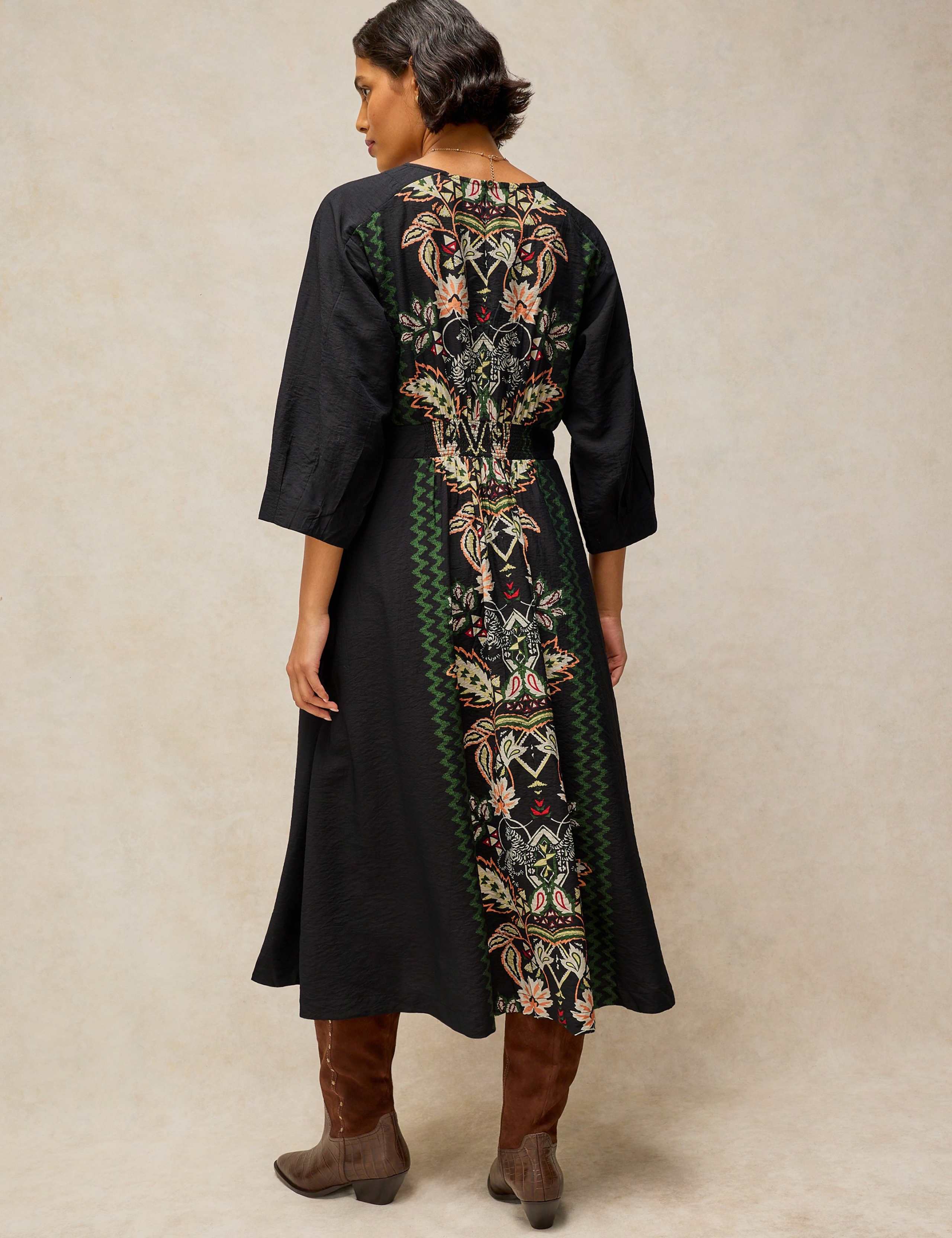 Kate Patterned V Neck Midi Dress 3 of 6