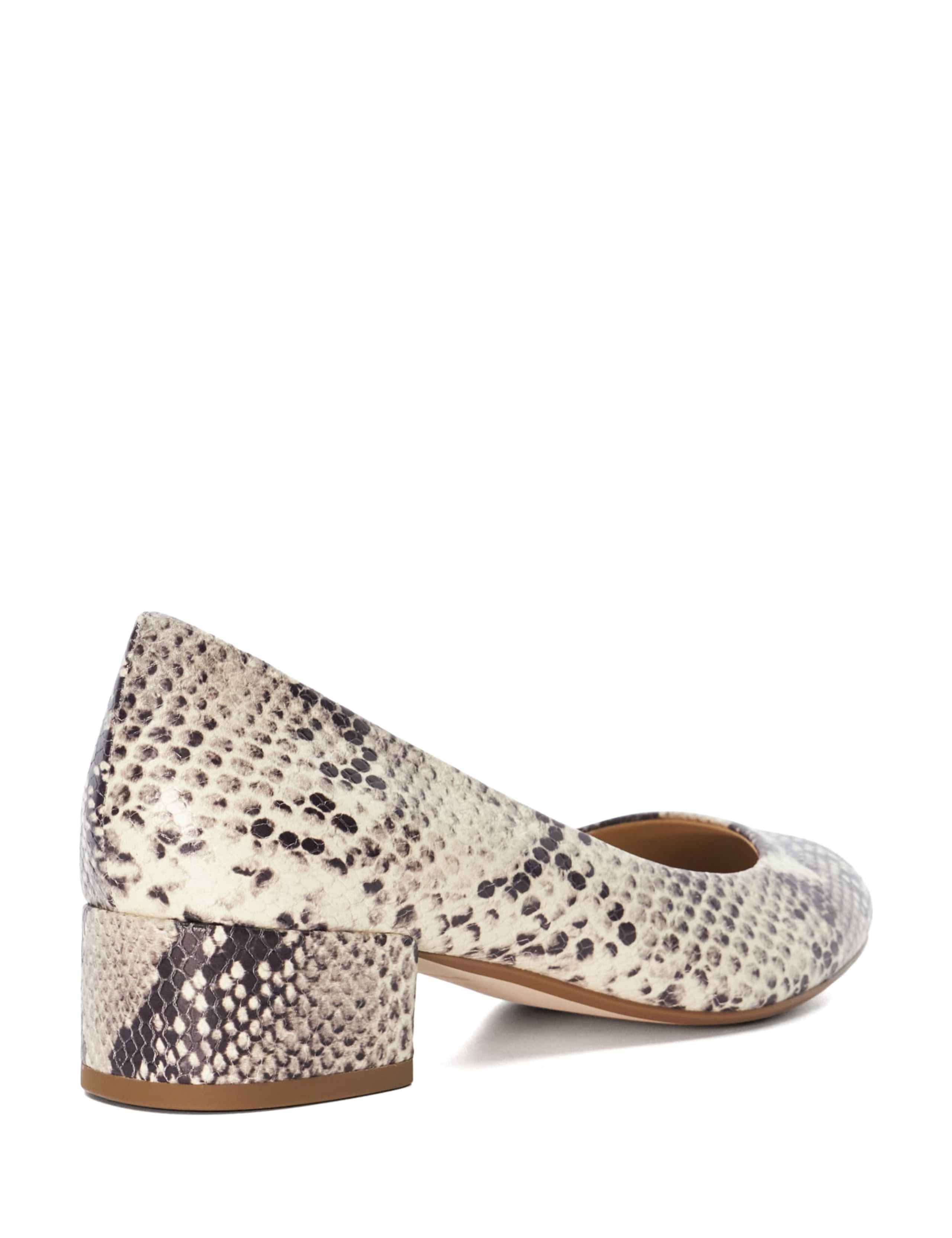 Leather Animal Print Block Heel Court Shoes 3 of 5