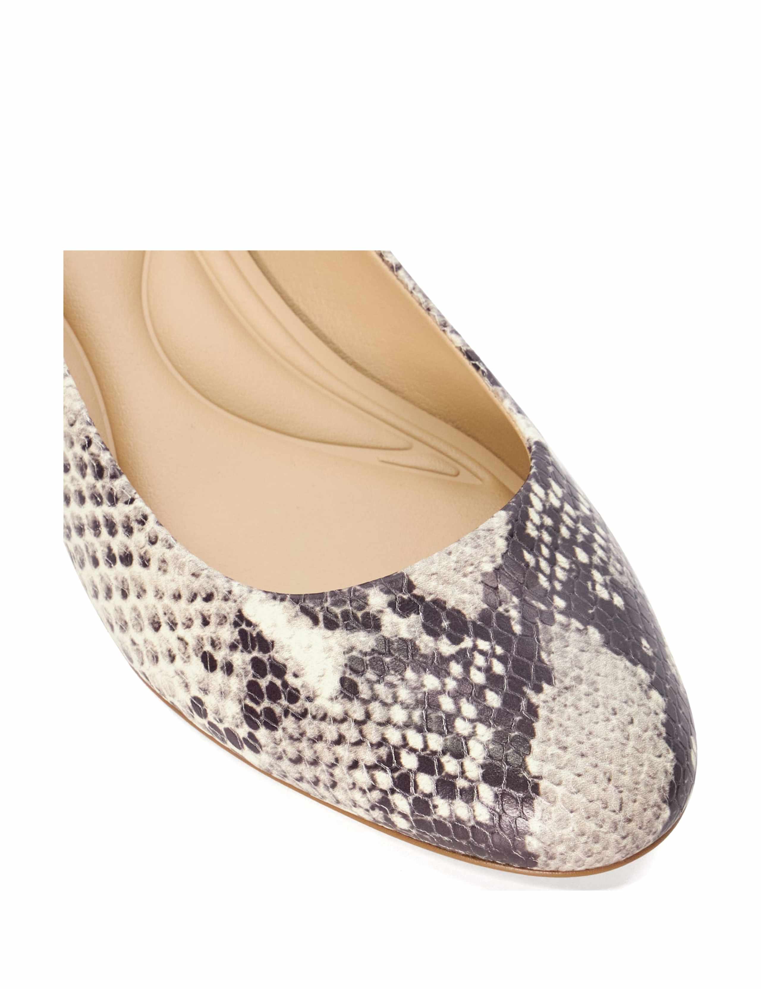Leather Animal Print Block Heel Court Shoes 5 of 5