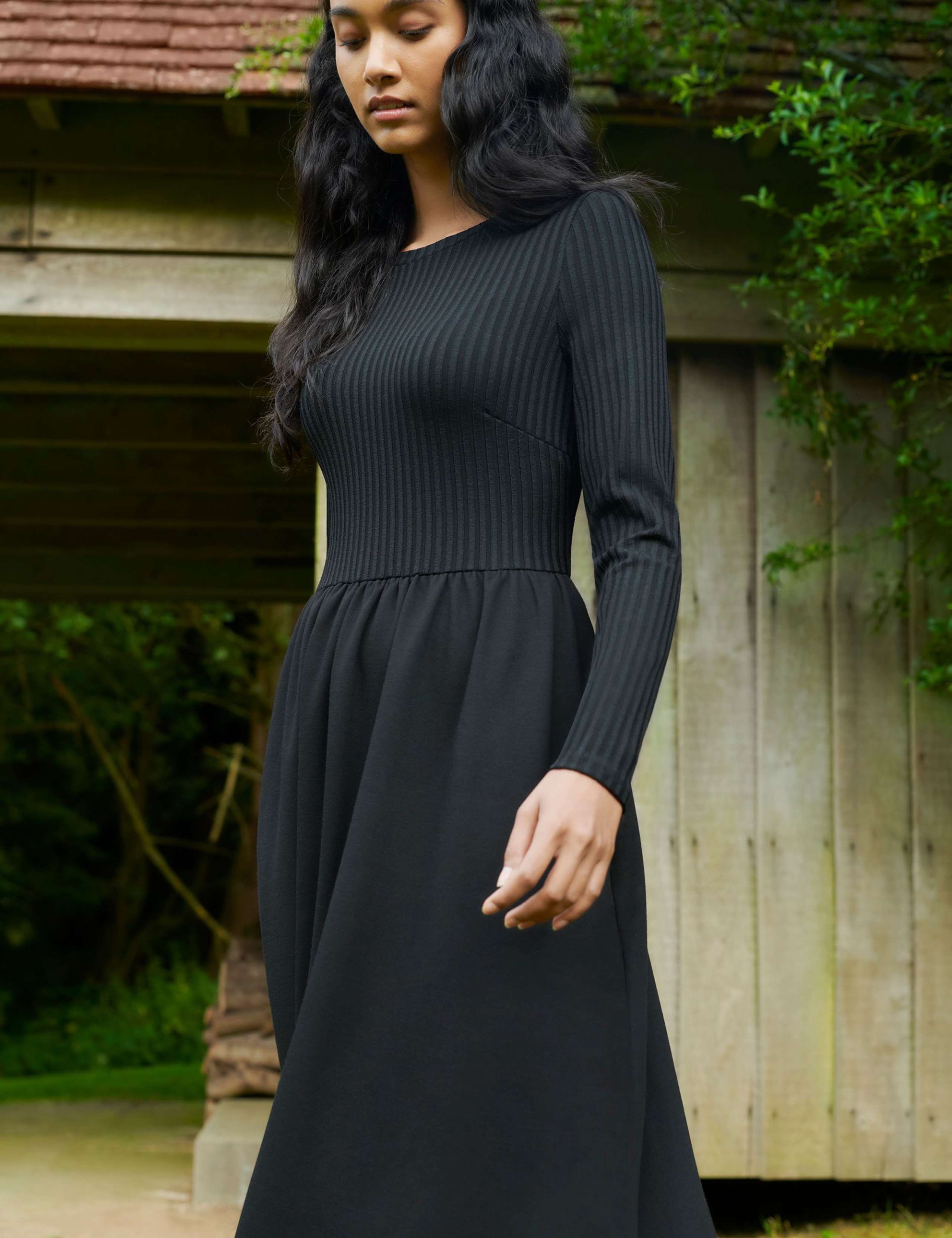 Jersey Ribbed Midaxi Waisted Dress 3 of 6