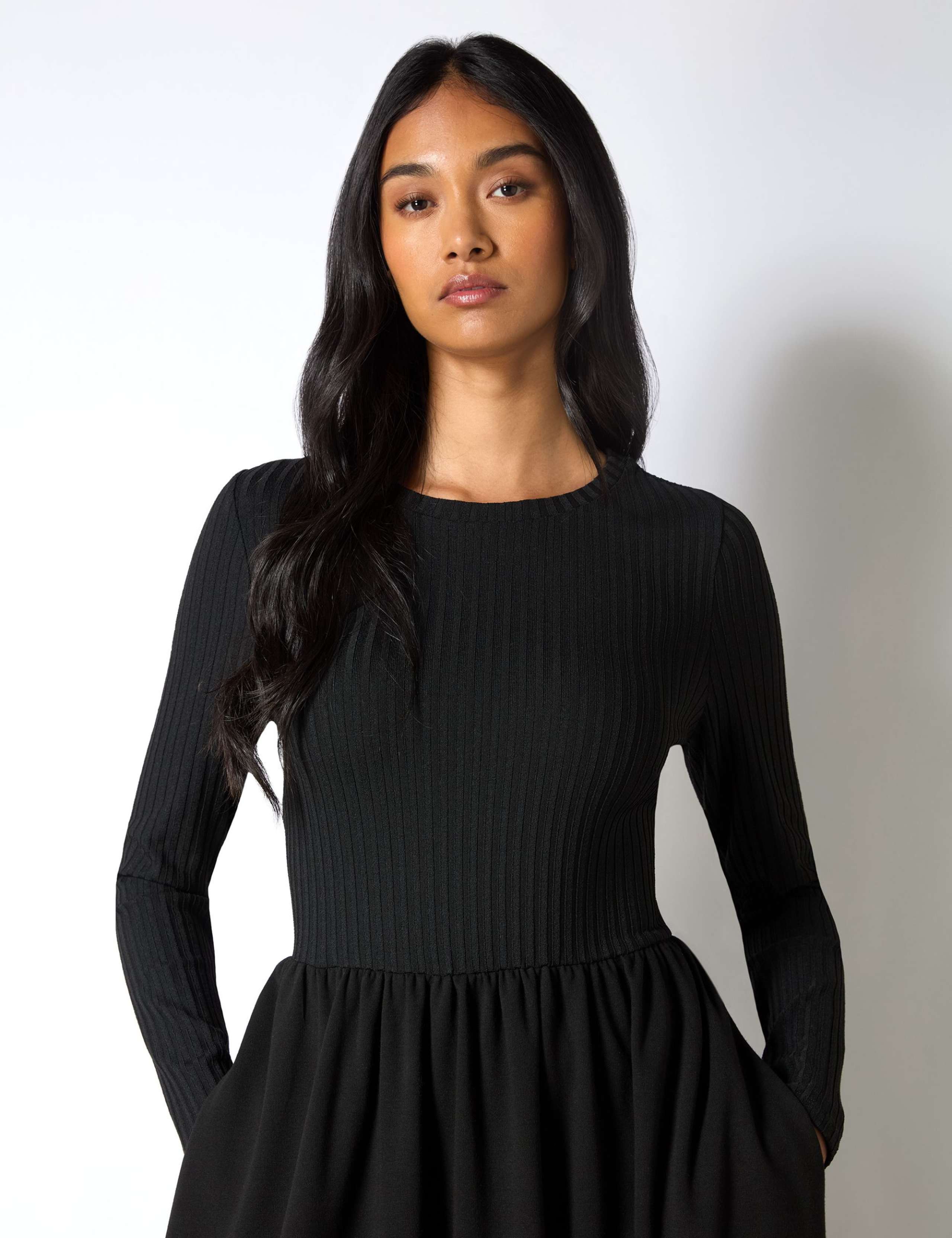 Jersey Ribbed Midaxi Waisted Dress 4 of 6
