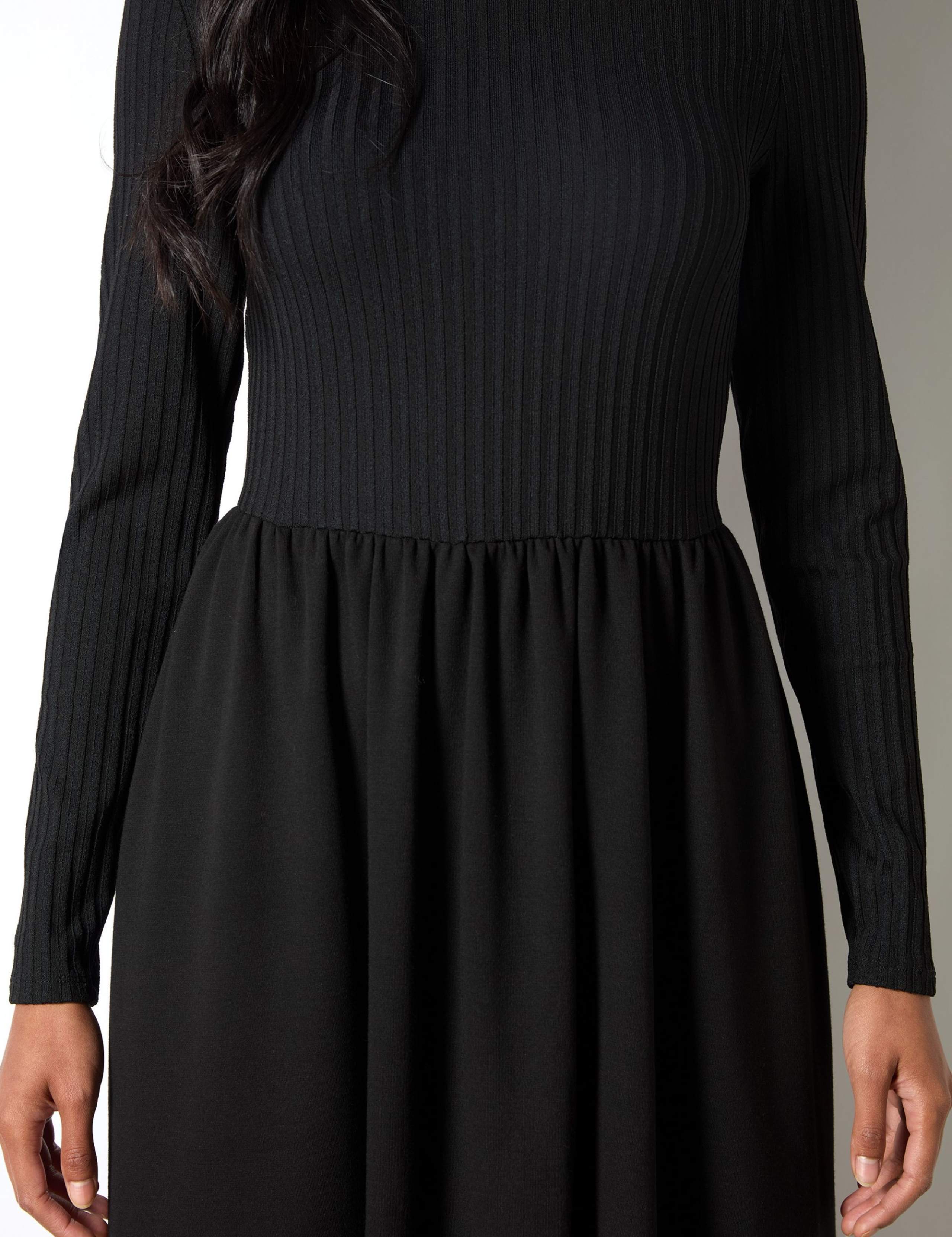 Jersey Ribbed Midaxi Waisted Dress 6 of 6
