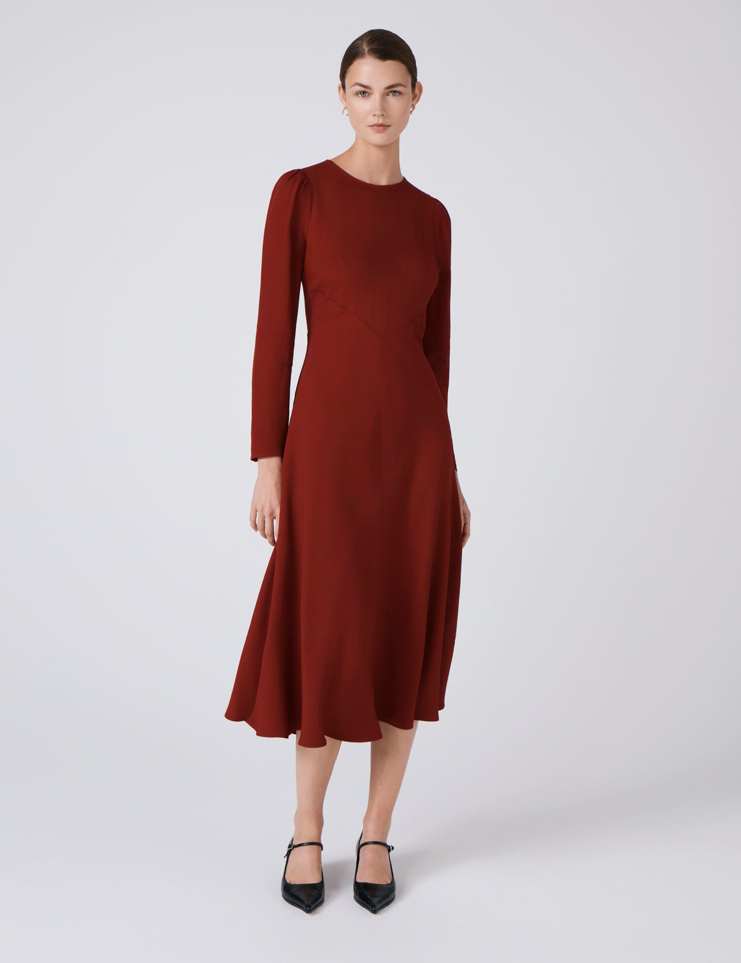 Crepe Midi Waisted Dress 2 of 4