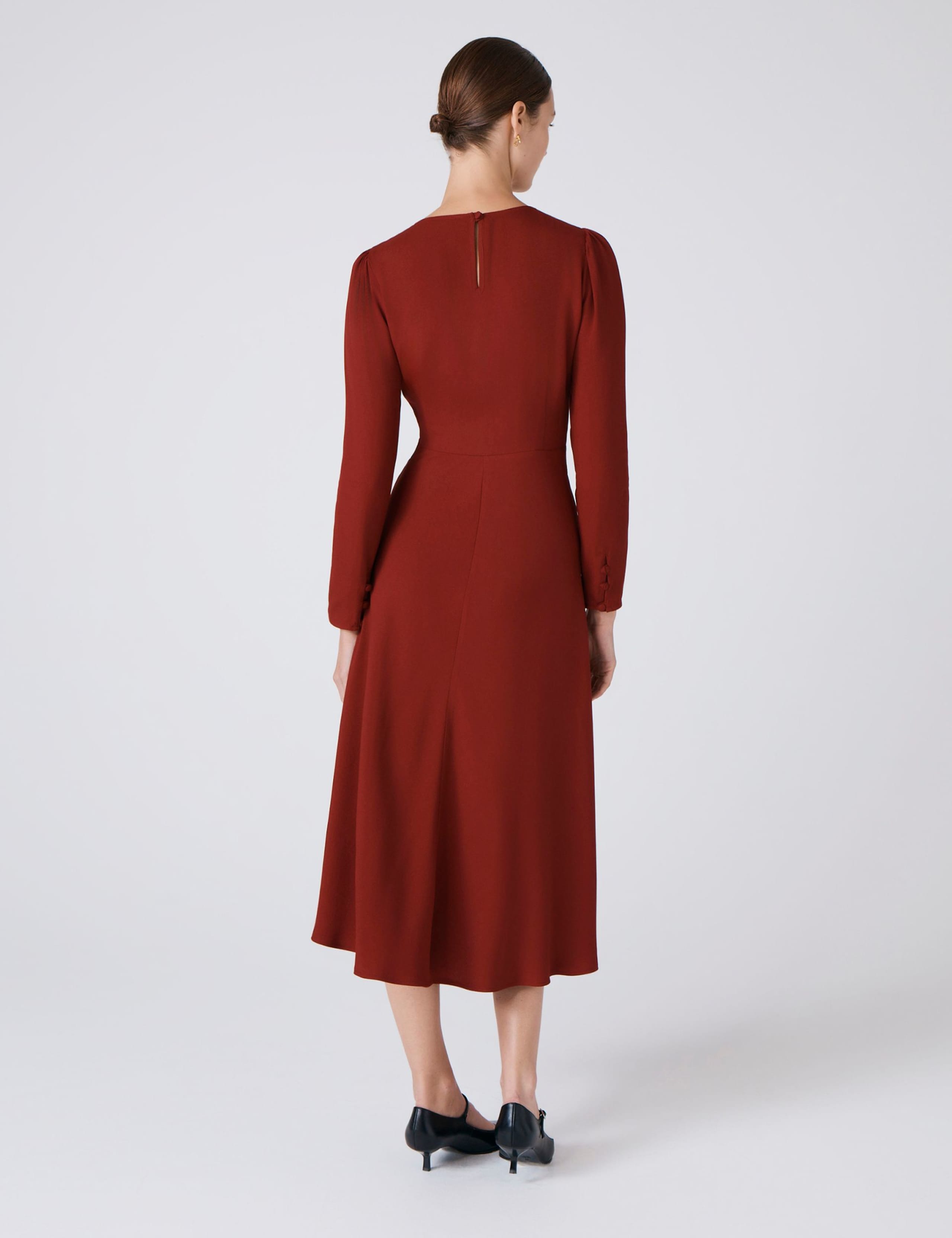 Crepe Midi Waisted Dress 3 of 4