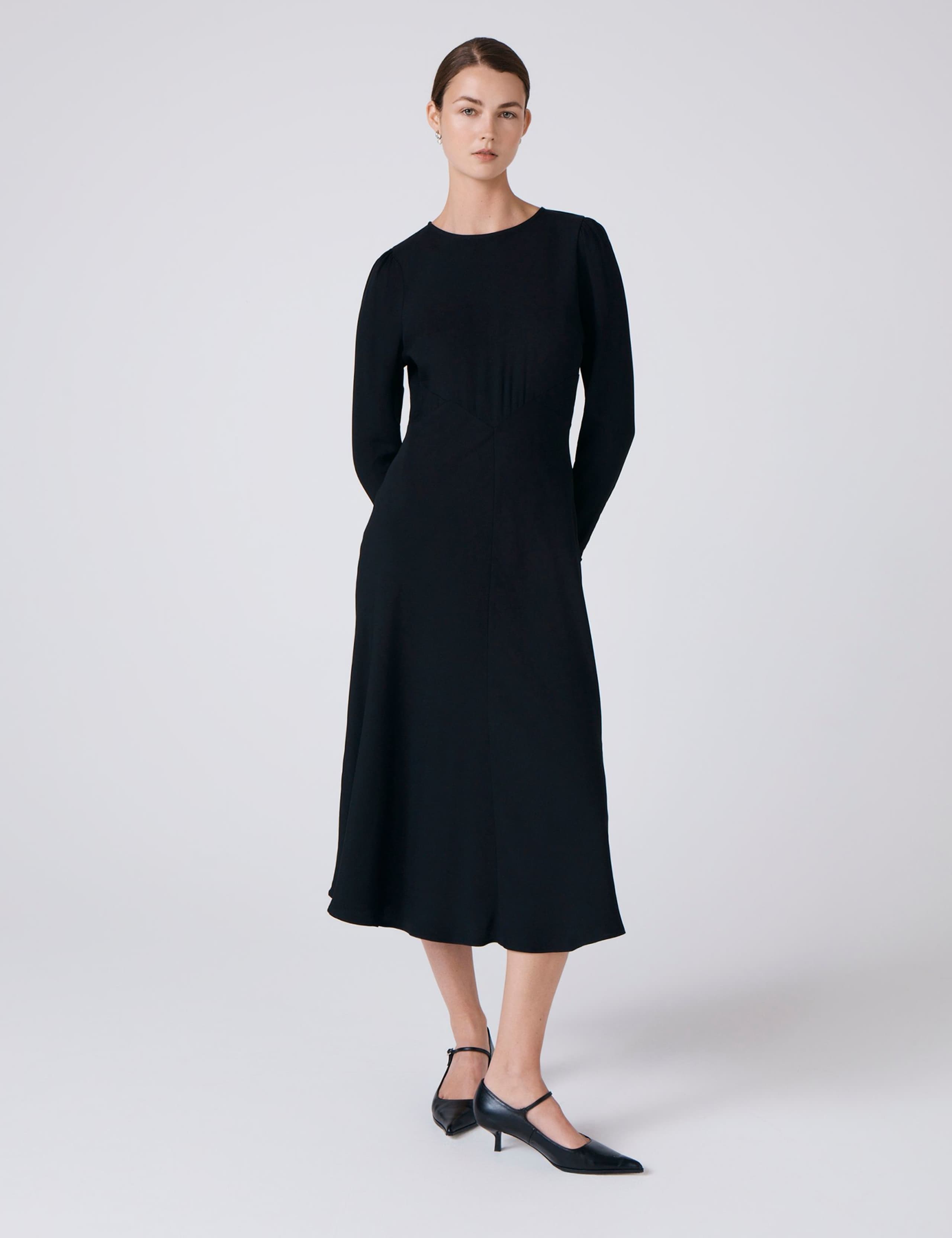 Crepe Midi Waisted Dress 1 of 6