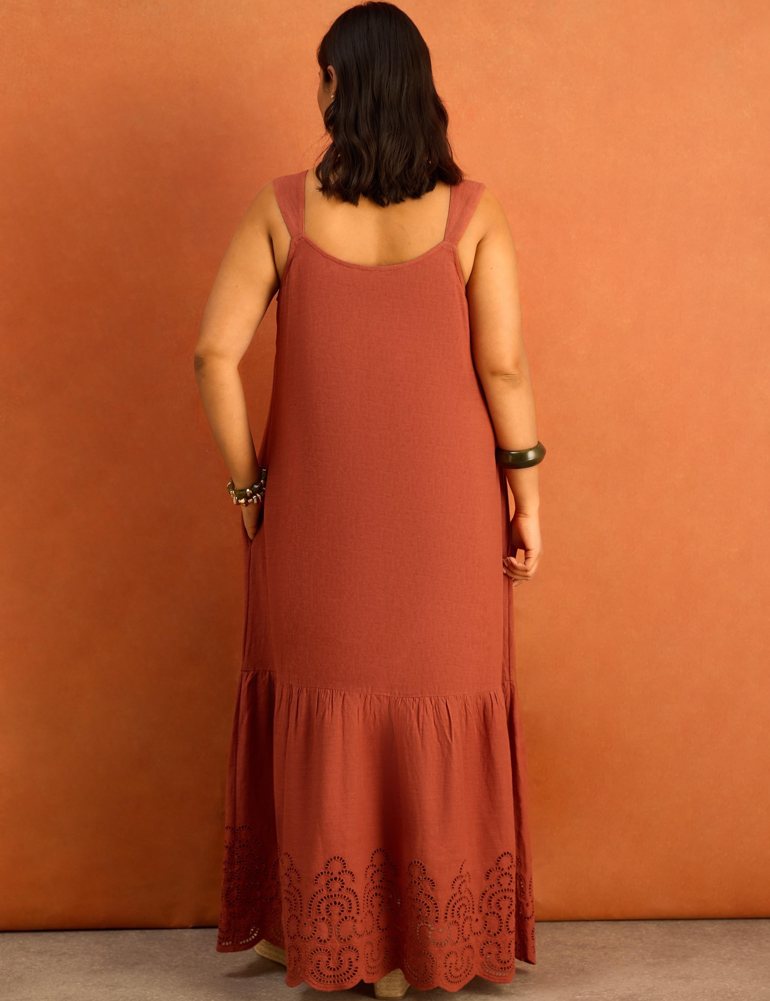 Linen Blend Broderie V-Neck Maxi Dress 5 of 5