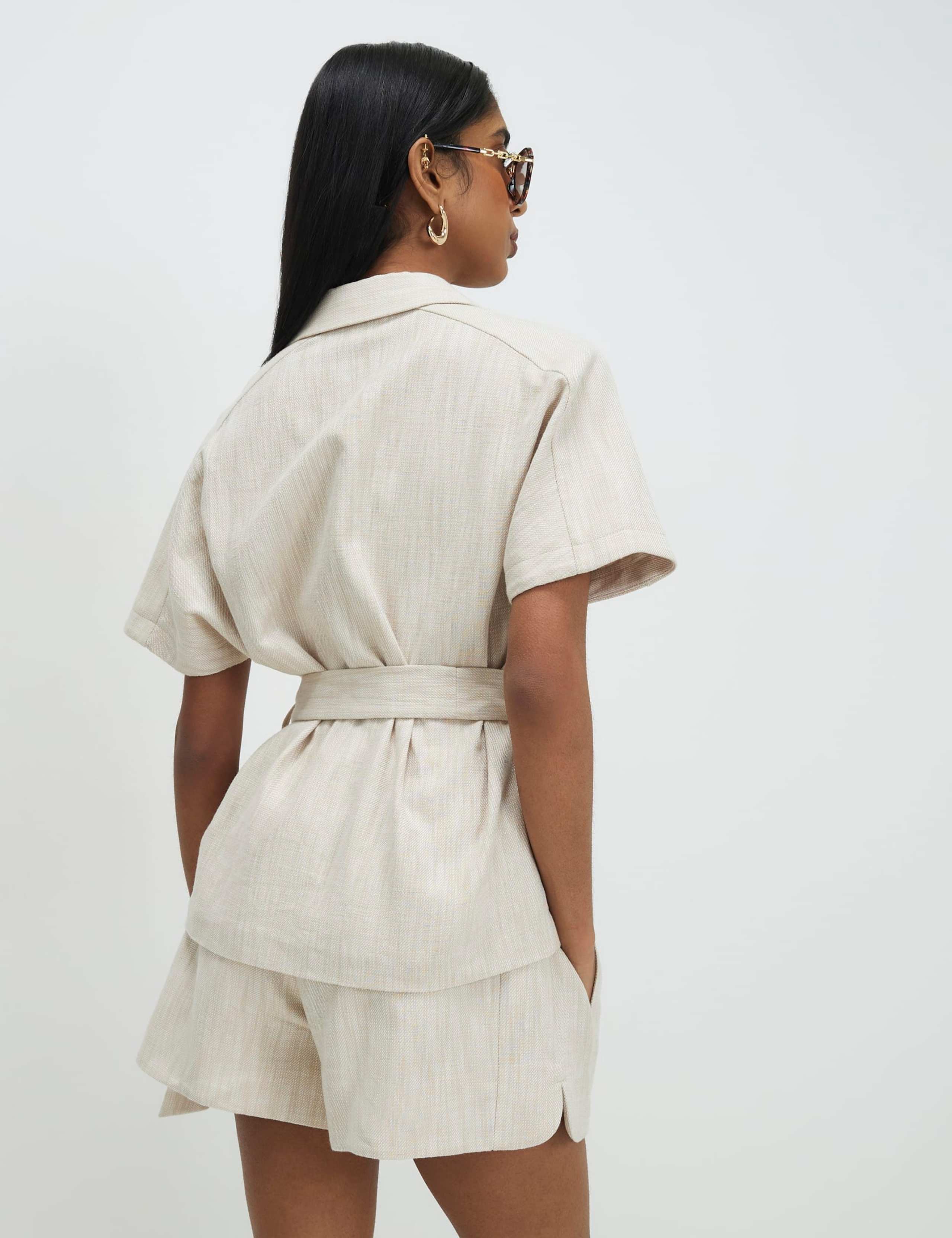 Pure Cotton Collared Belted Blouse 3 of 4