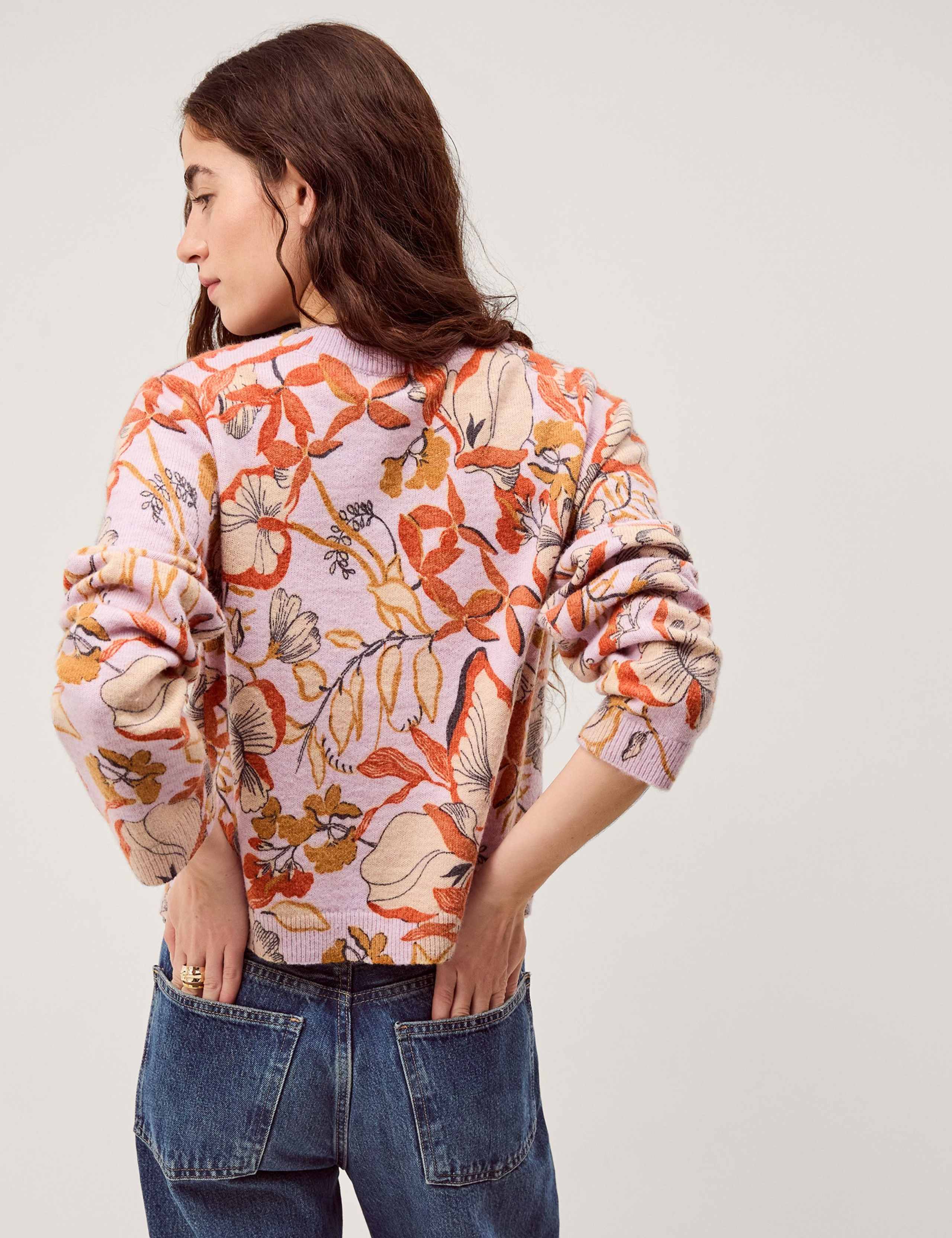 Floral Crew Neck Button Front Cardigan 5 of 5