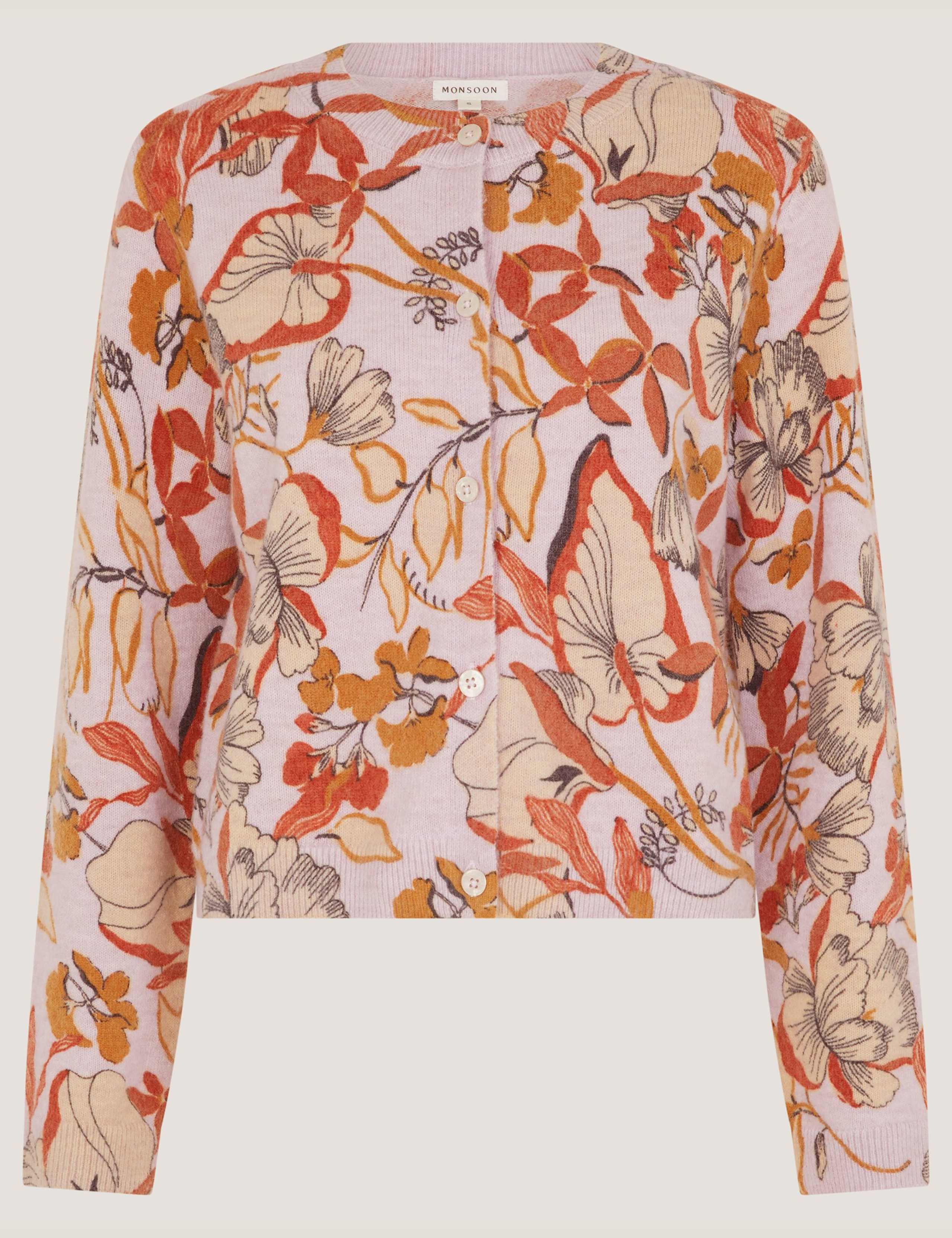 Floral Crew Neck Button Front Cardigan 2 of 5