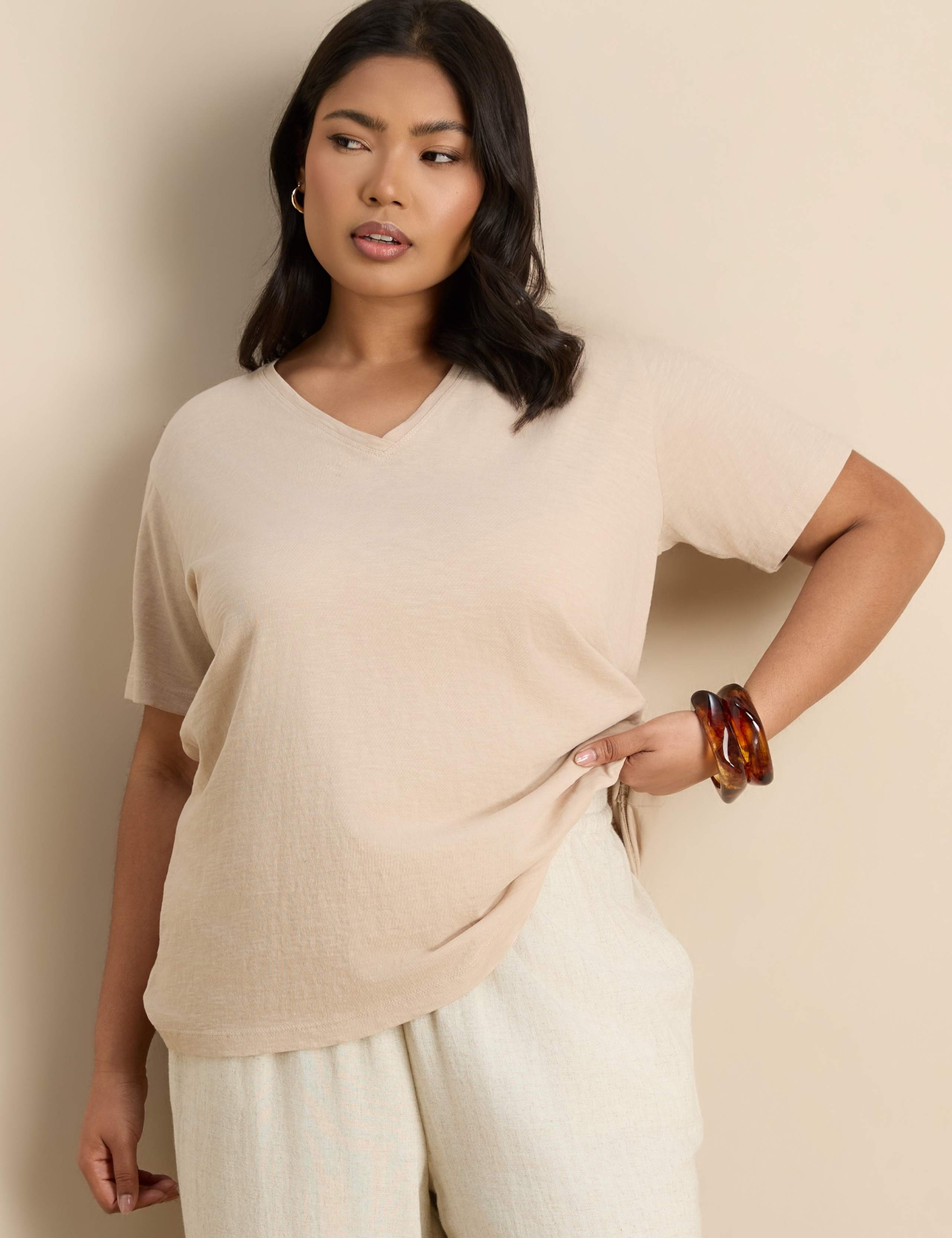 Linen Blend Drawstring Wide Leg Trousers 2 of 5
