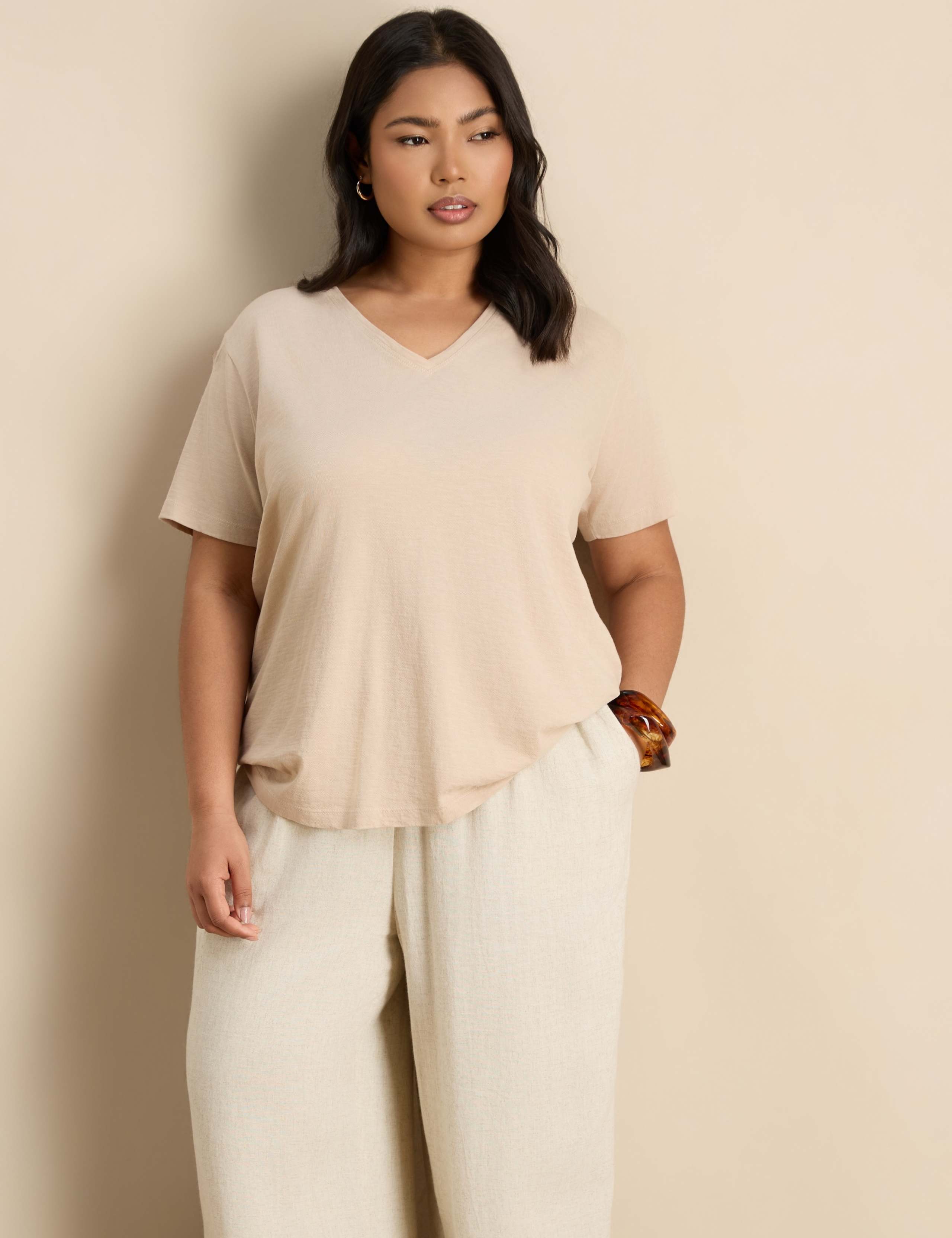 Linen Blend Drawstring Wide Leg Trousers 4 of 5