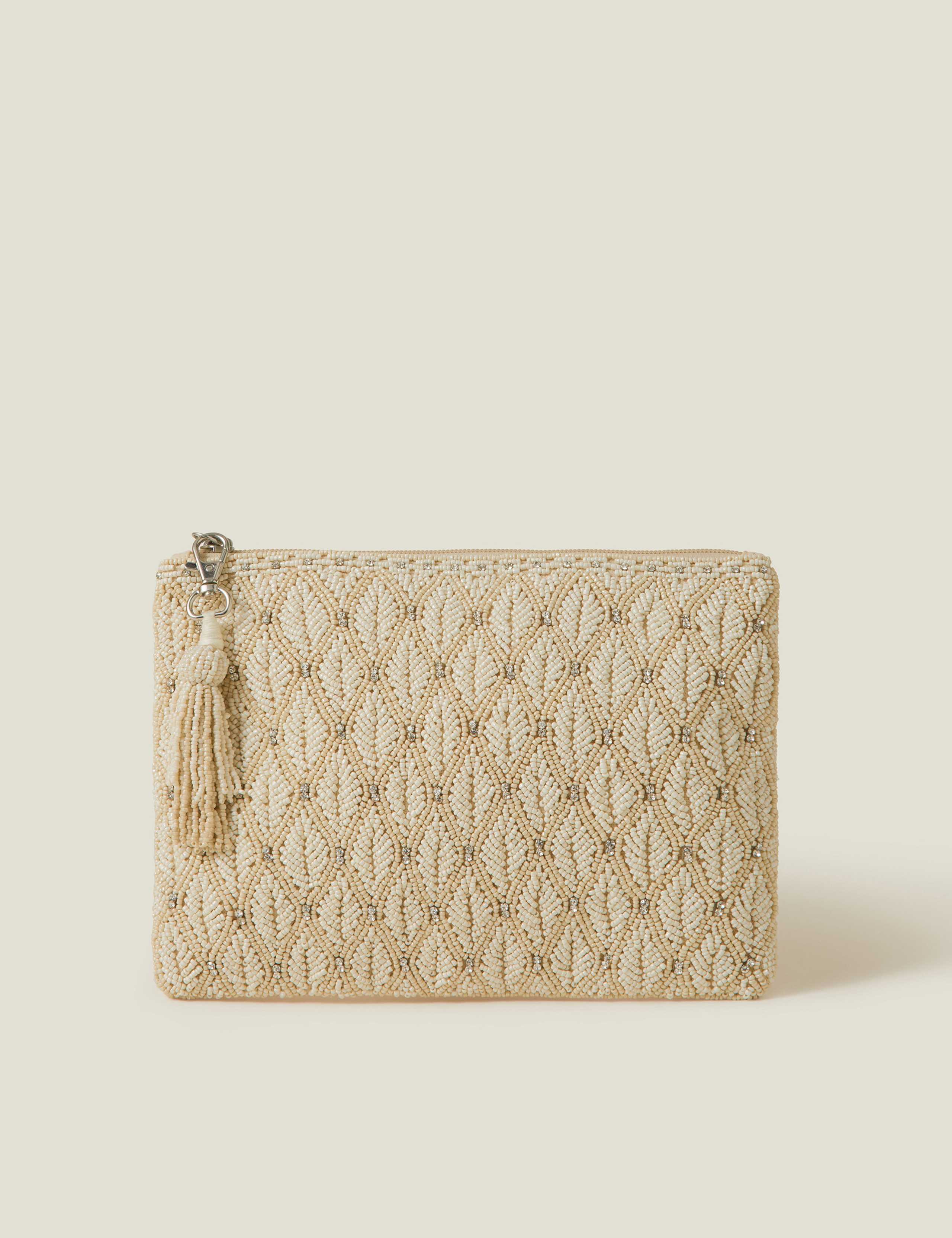 Pure Cotton Beaded Bridal Pouch Purse 2 of 5