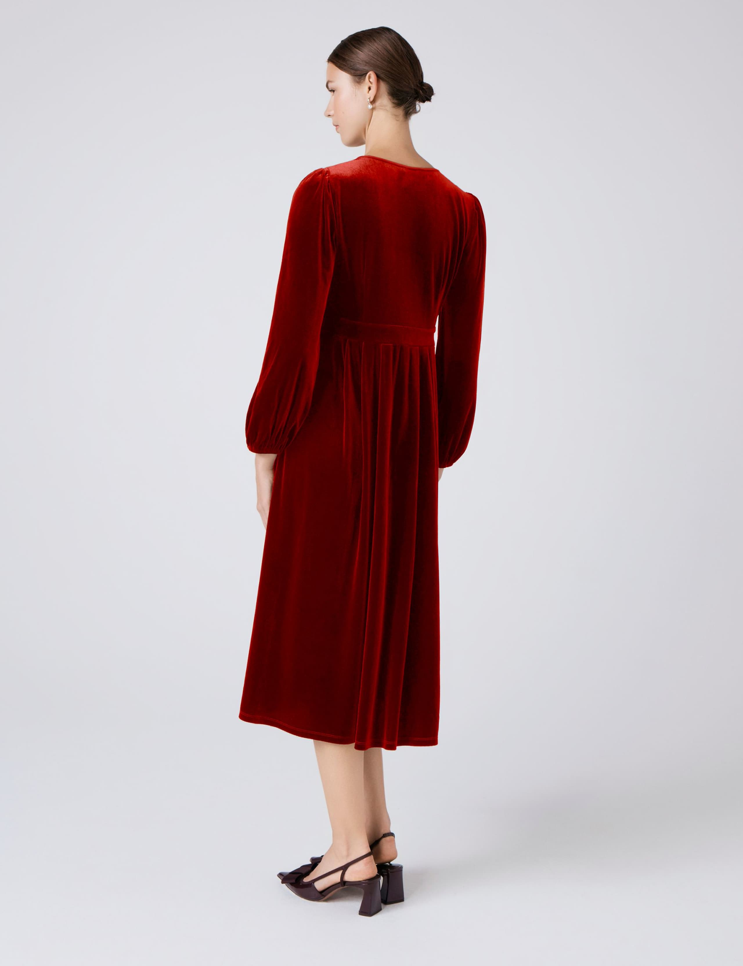 Velvet V-Neck Midi Skater Dress 3 of 4