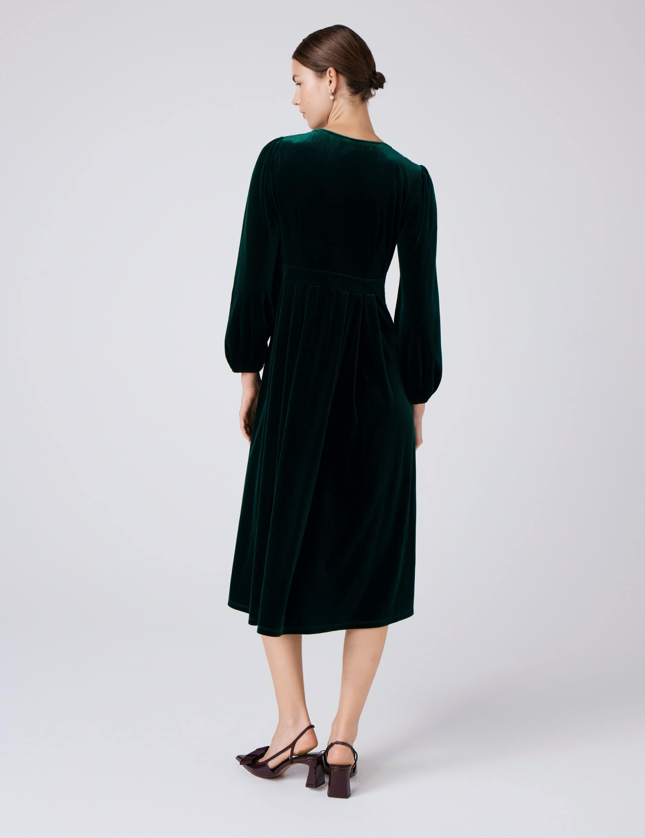 Velvet V-Neck Midi Skater Dress 3 of 4