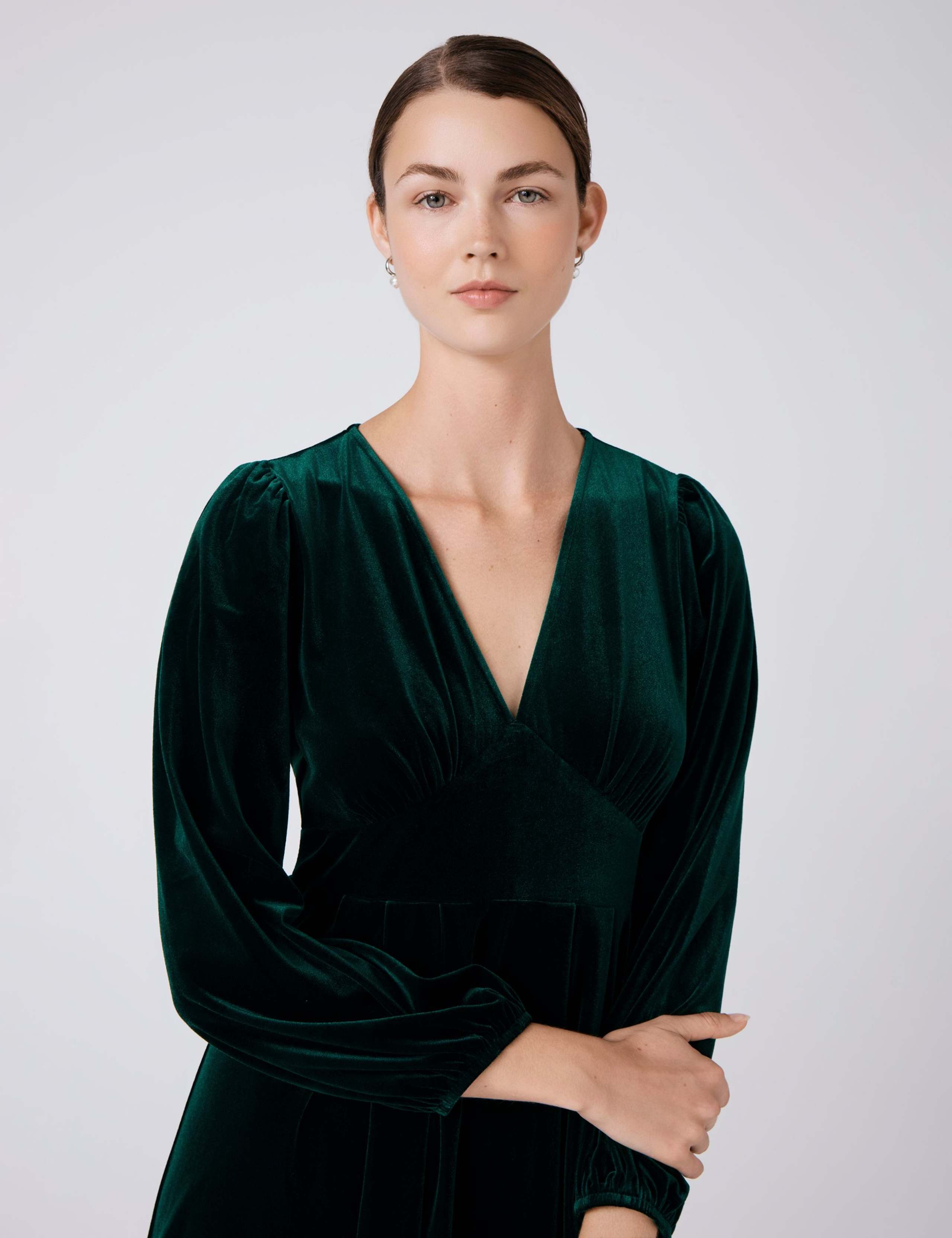 Velvet V-Neck Midi Skater Dress 4 of 4