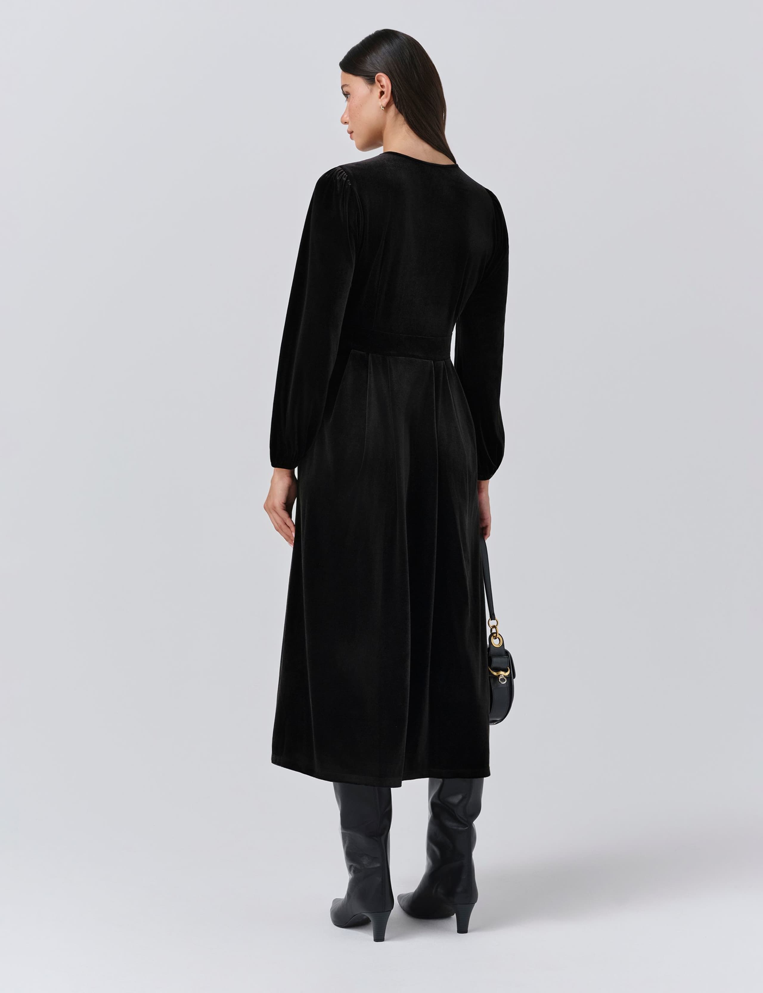 Velvet V-Neck Midi Skater Dress 3 of 5