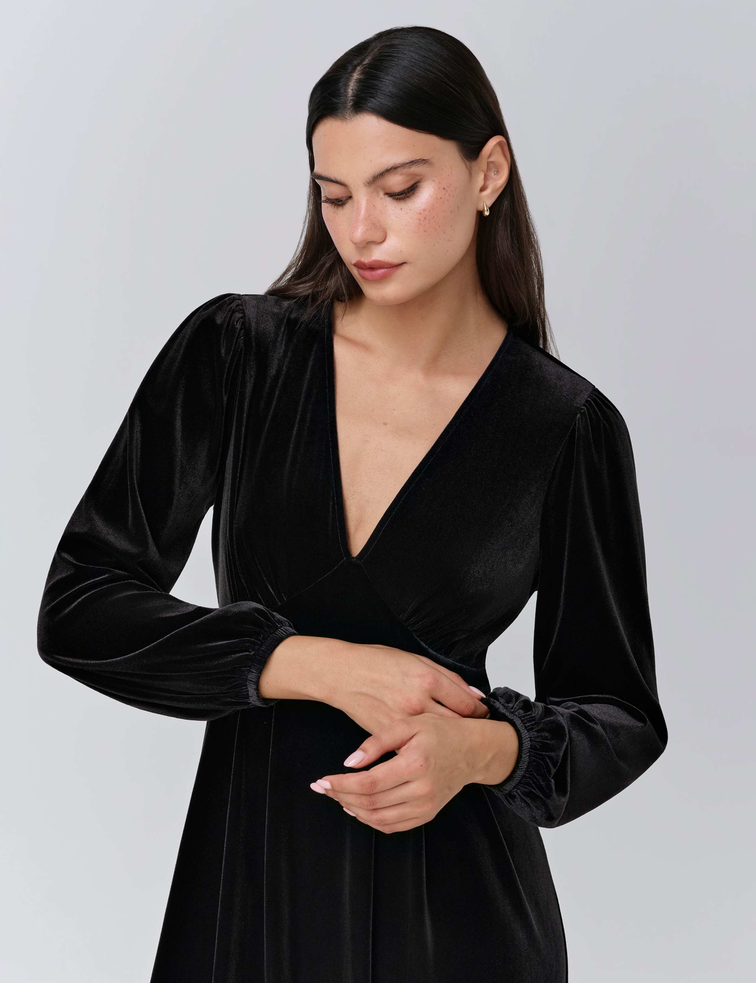 Velvet V-Neck Midi Skater Dress 5 of 5