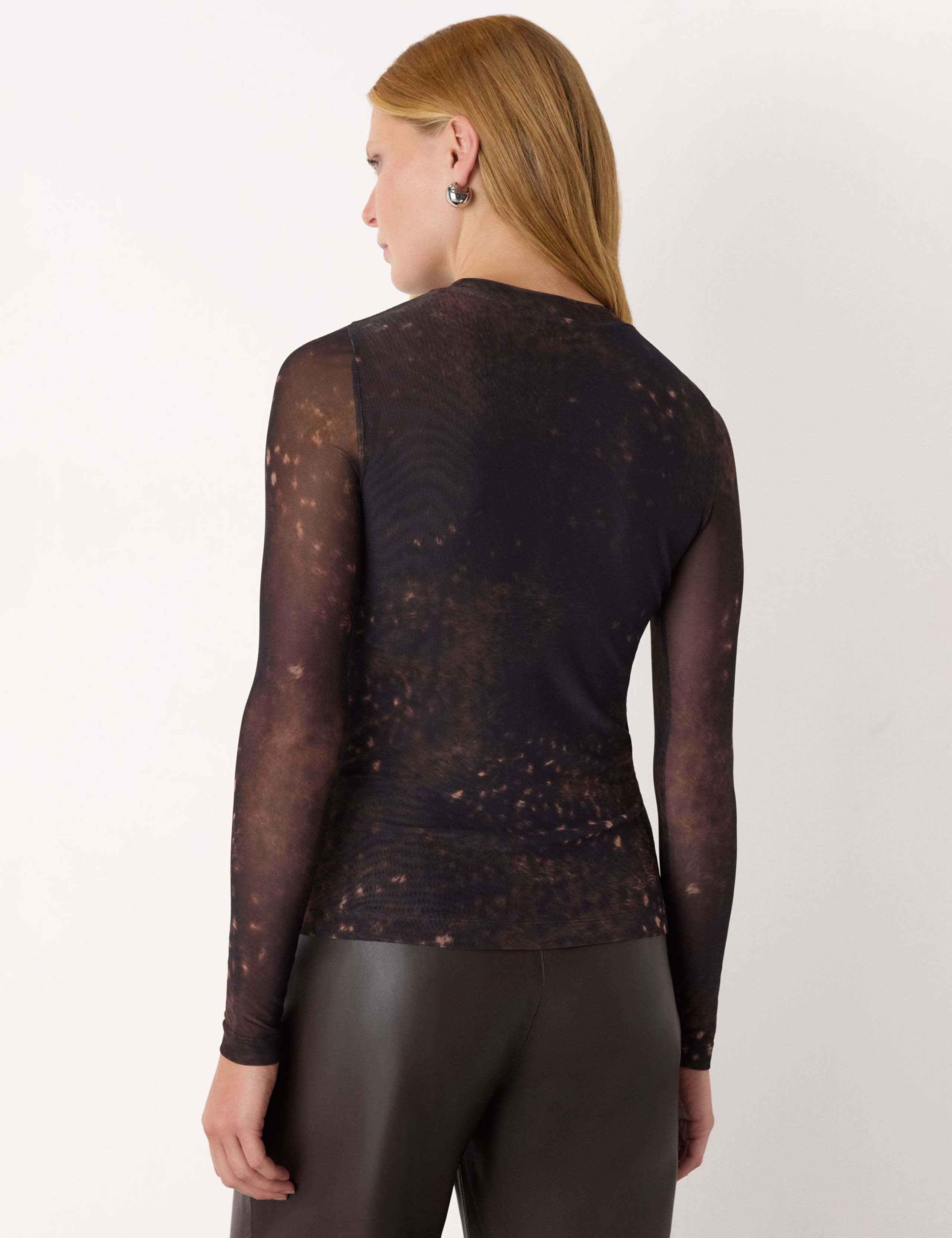 Mesh Spotted Animal Print Top 3 of 4