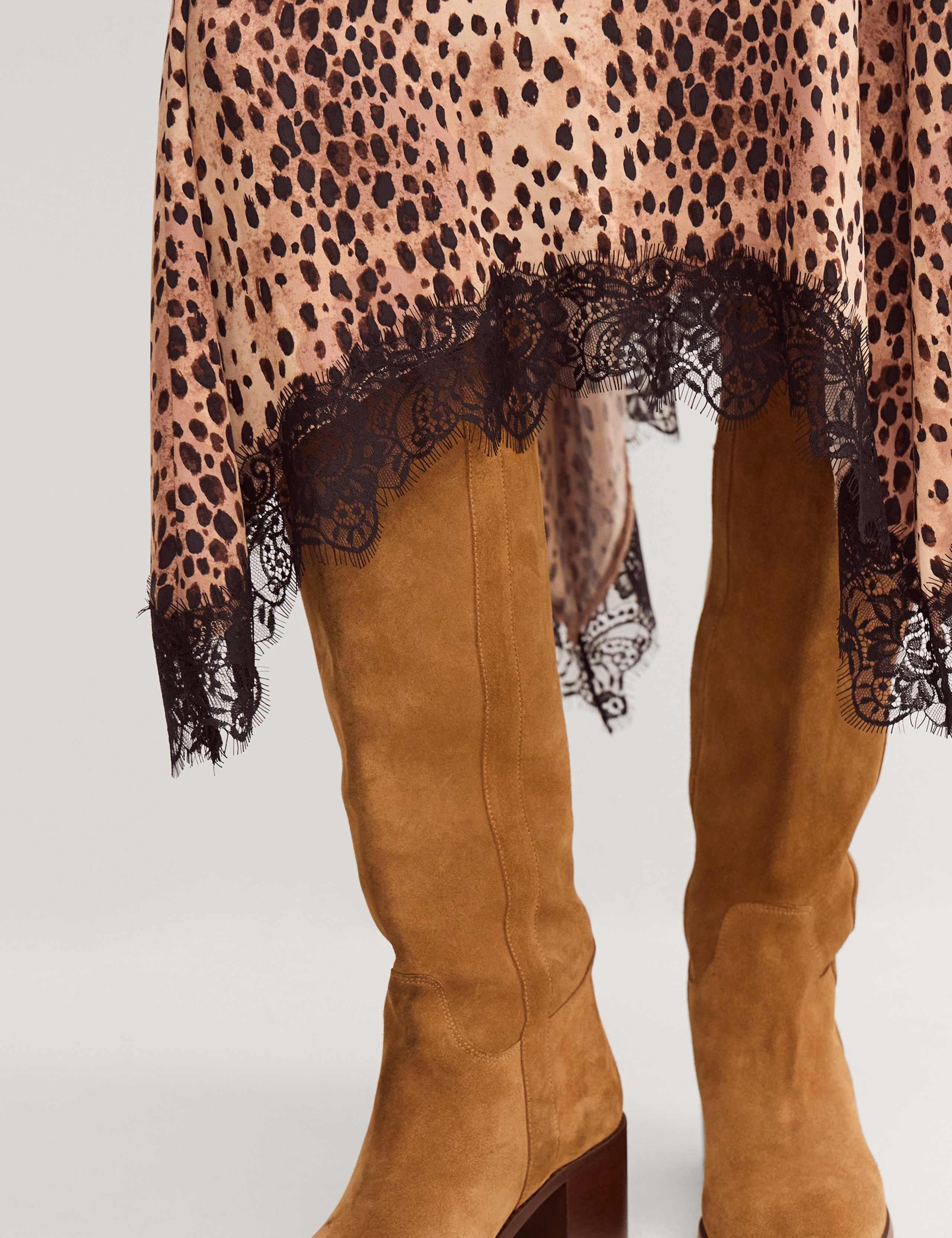 Printed Lace Hanky Hem Midi A-Line Skirt 4 of 4