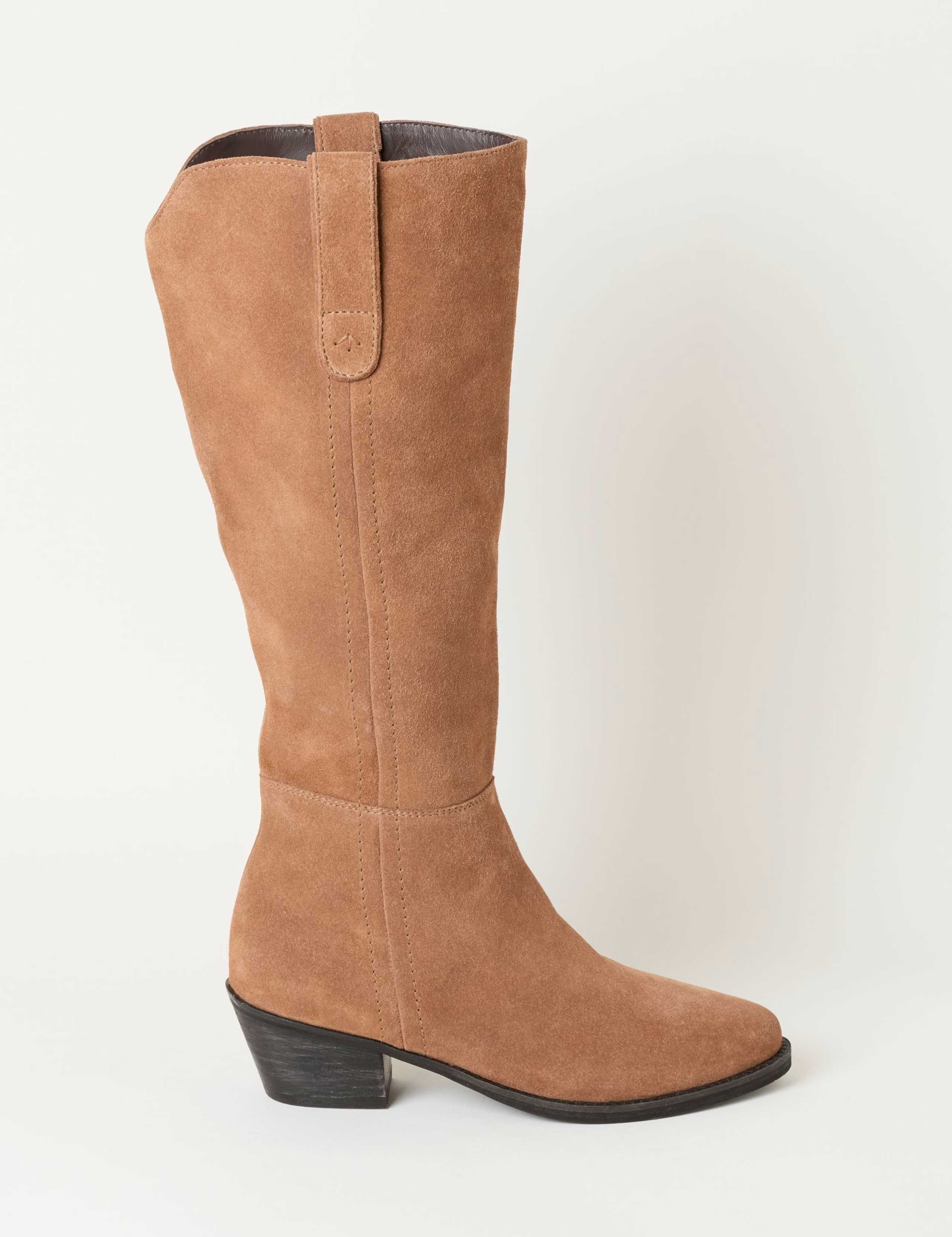 Suede Block Heel Over the Knee Boots 1 of 5