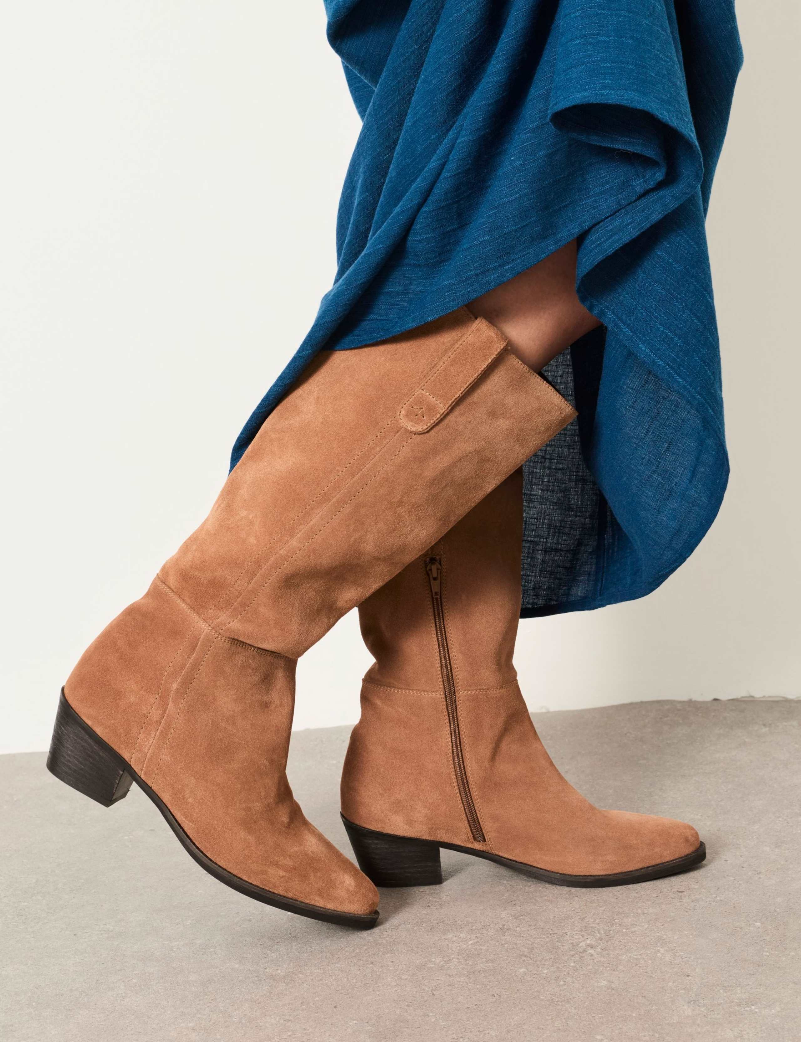 Suede Block Heel Over the Knee Boots 3 of 5