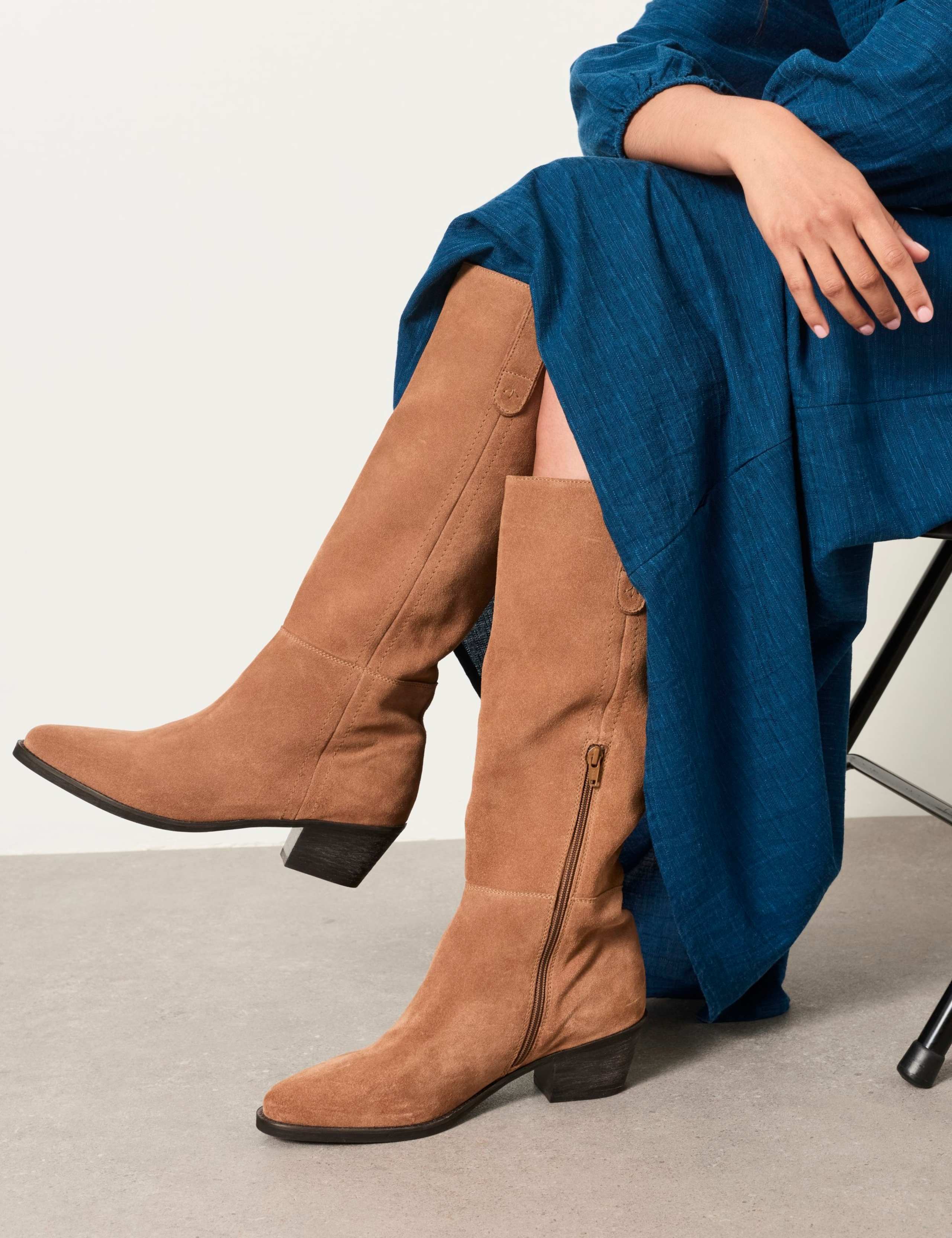 Suede Block Heel Over the Knee Boots 4 of 5