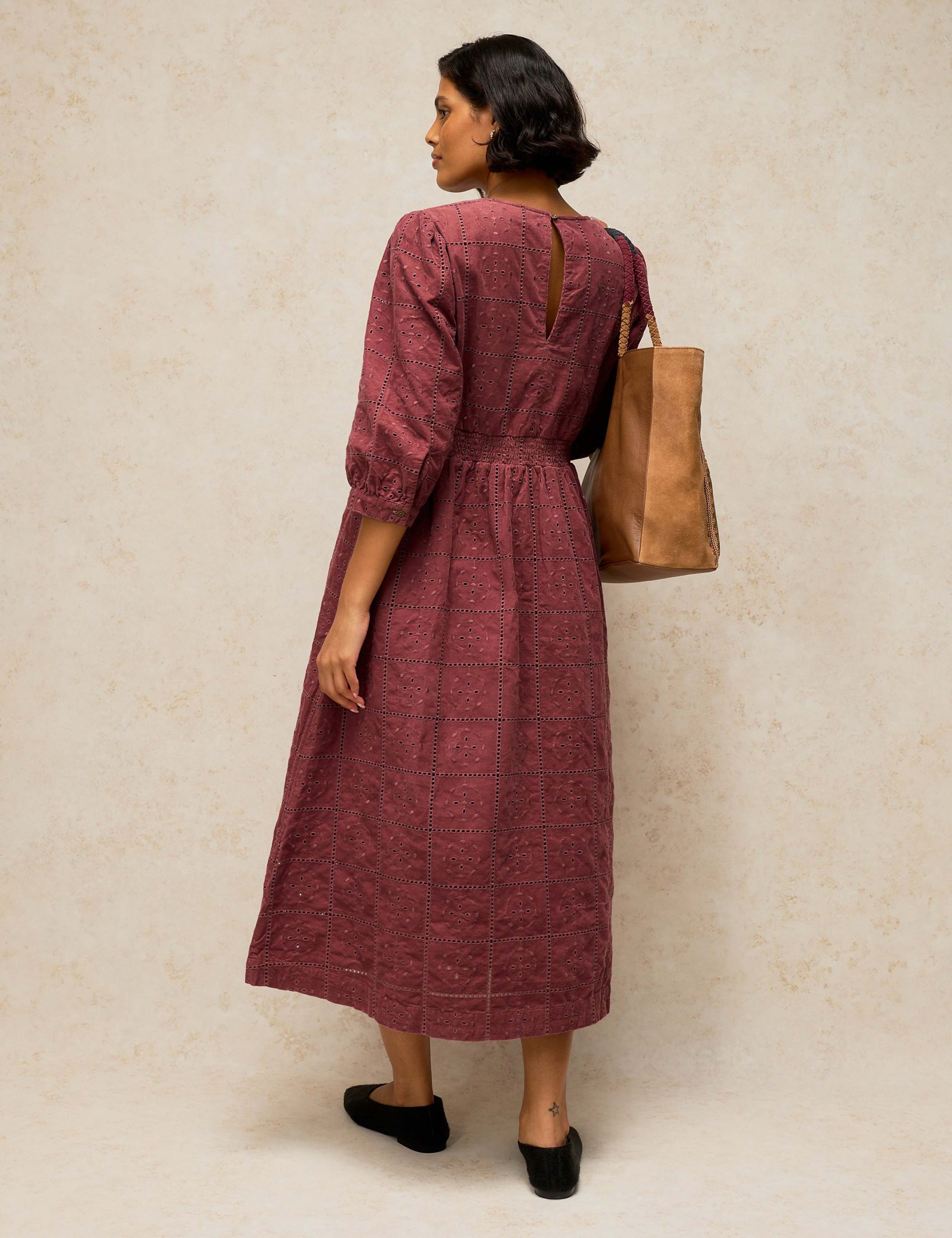 Pure Cotton Embroidered V Neck Knee Length Dress 4 of 6