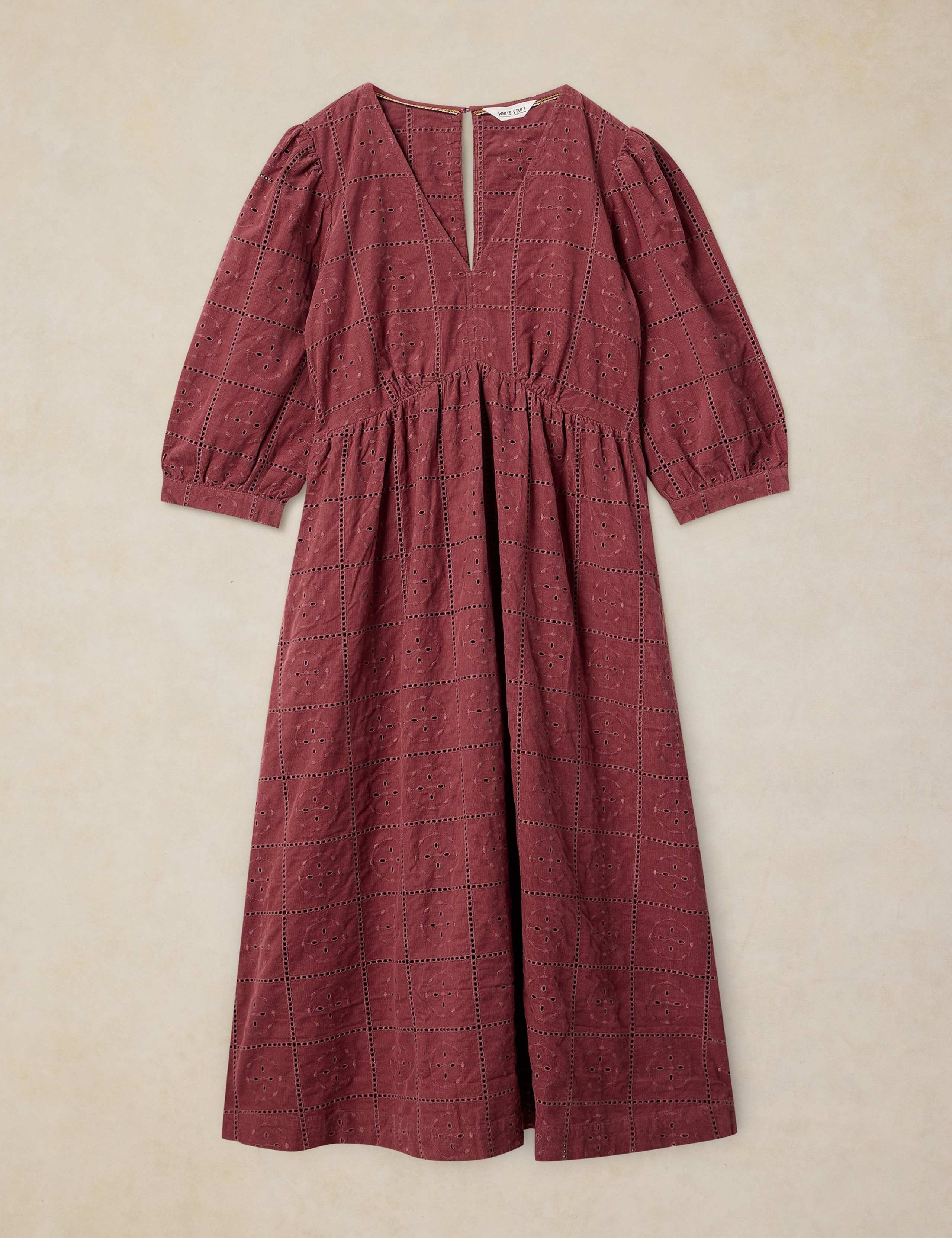 Pure Cotton Embroidered V Neck Knee Length Dress 2 of 6