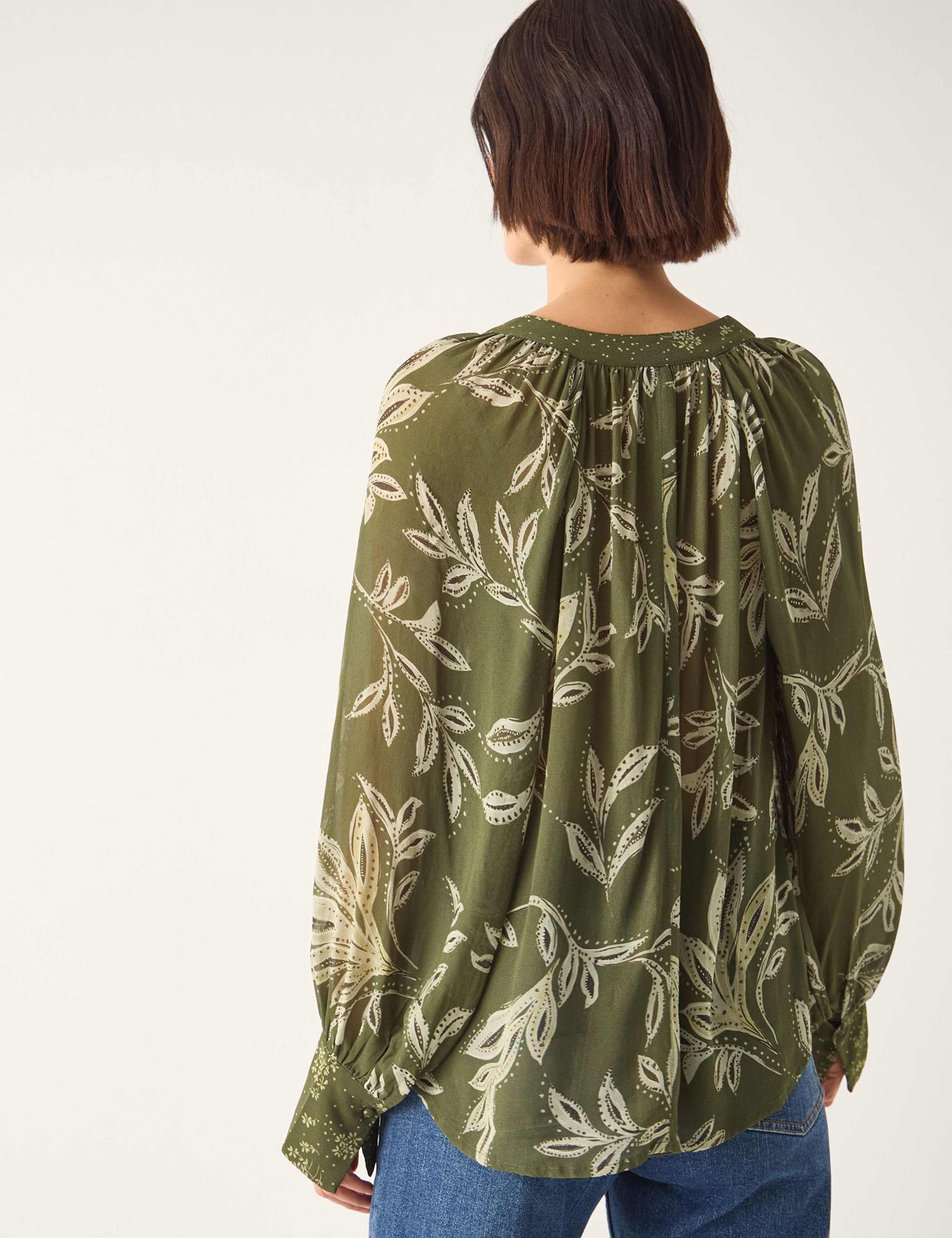 Leaf Print V-Neck Top 4 of 5