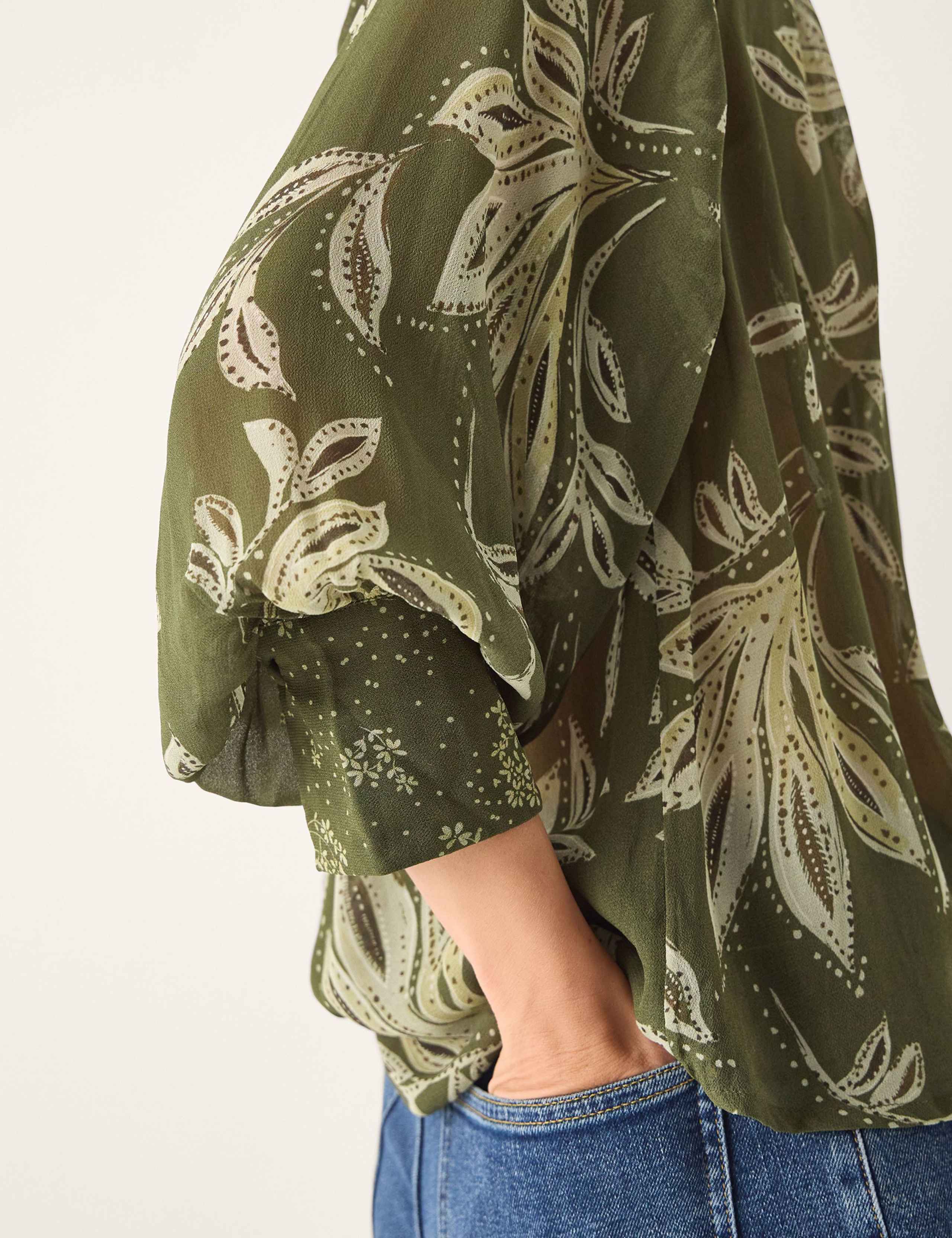 Leaf Print V-Neck Top 5 of 5