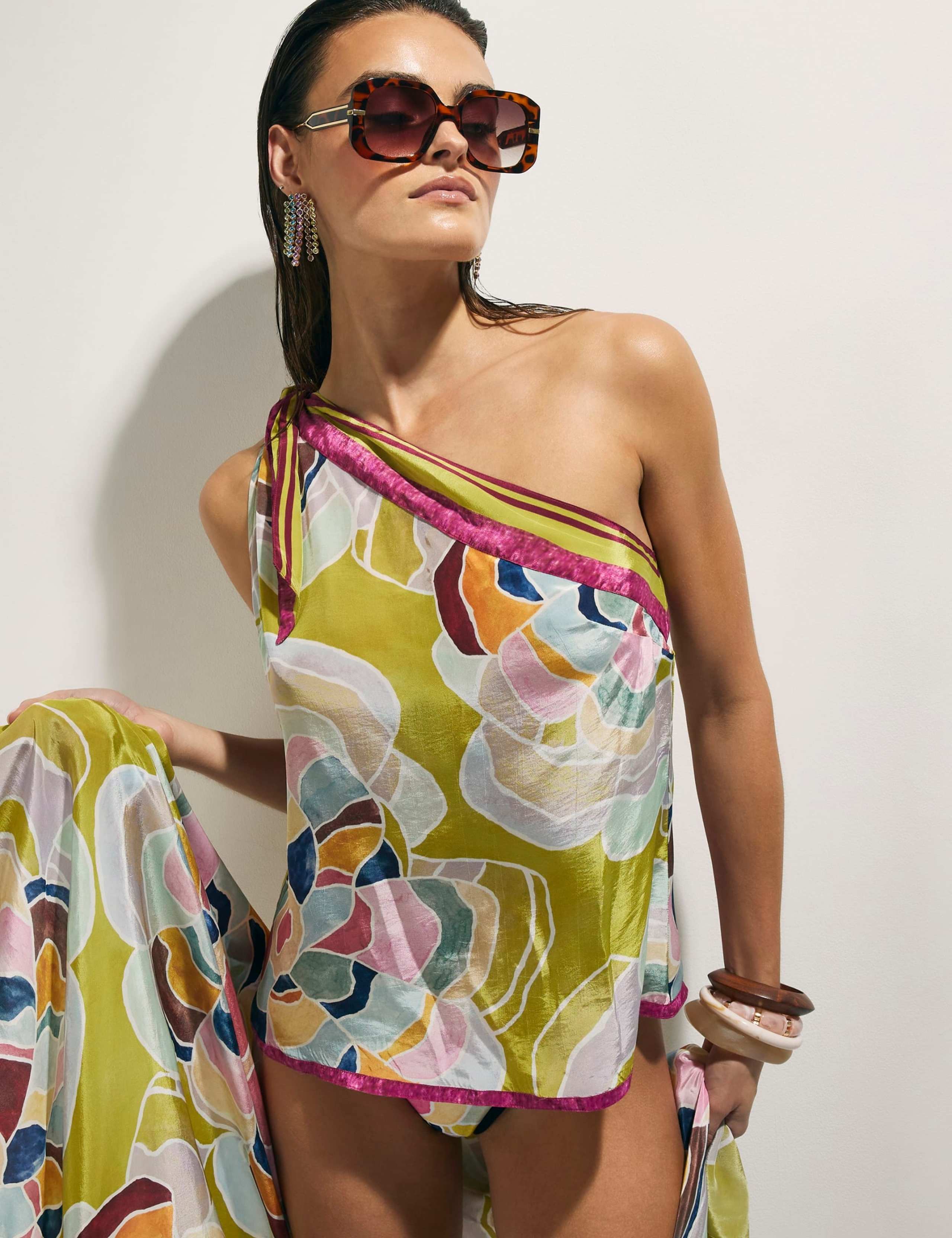 Floral Tie Detail One Shoulder Cami Top 2 of 4