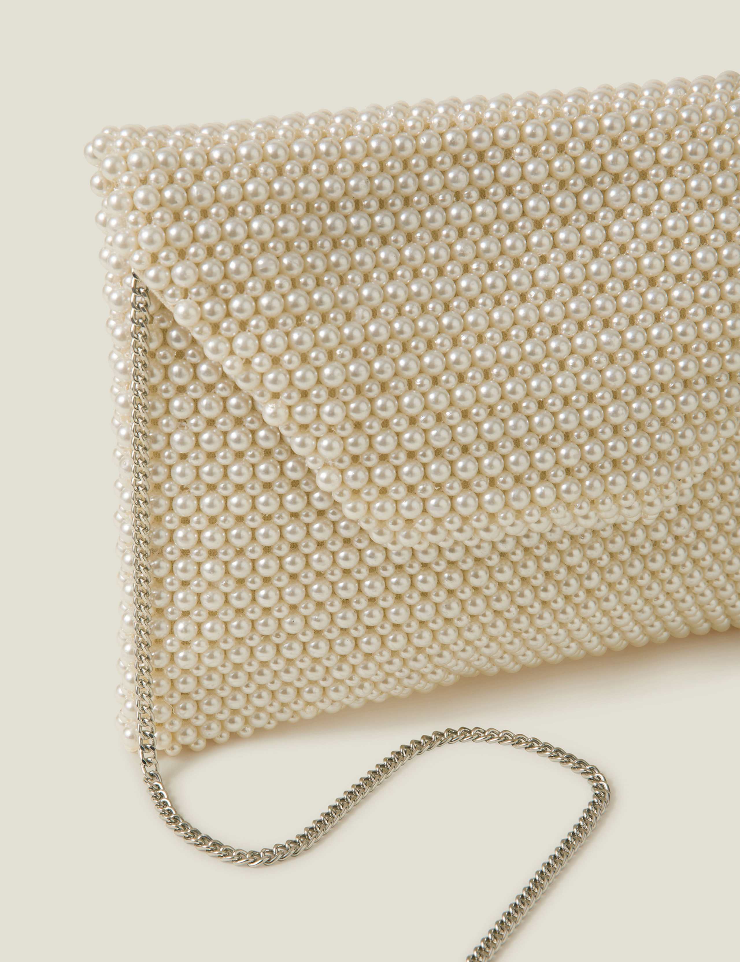 Faux Pearl Envelope Bridal Clutch Bag 3 of 5