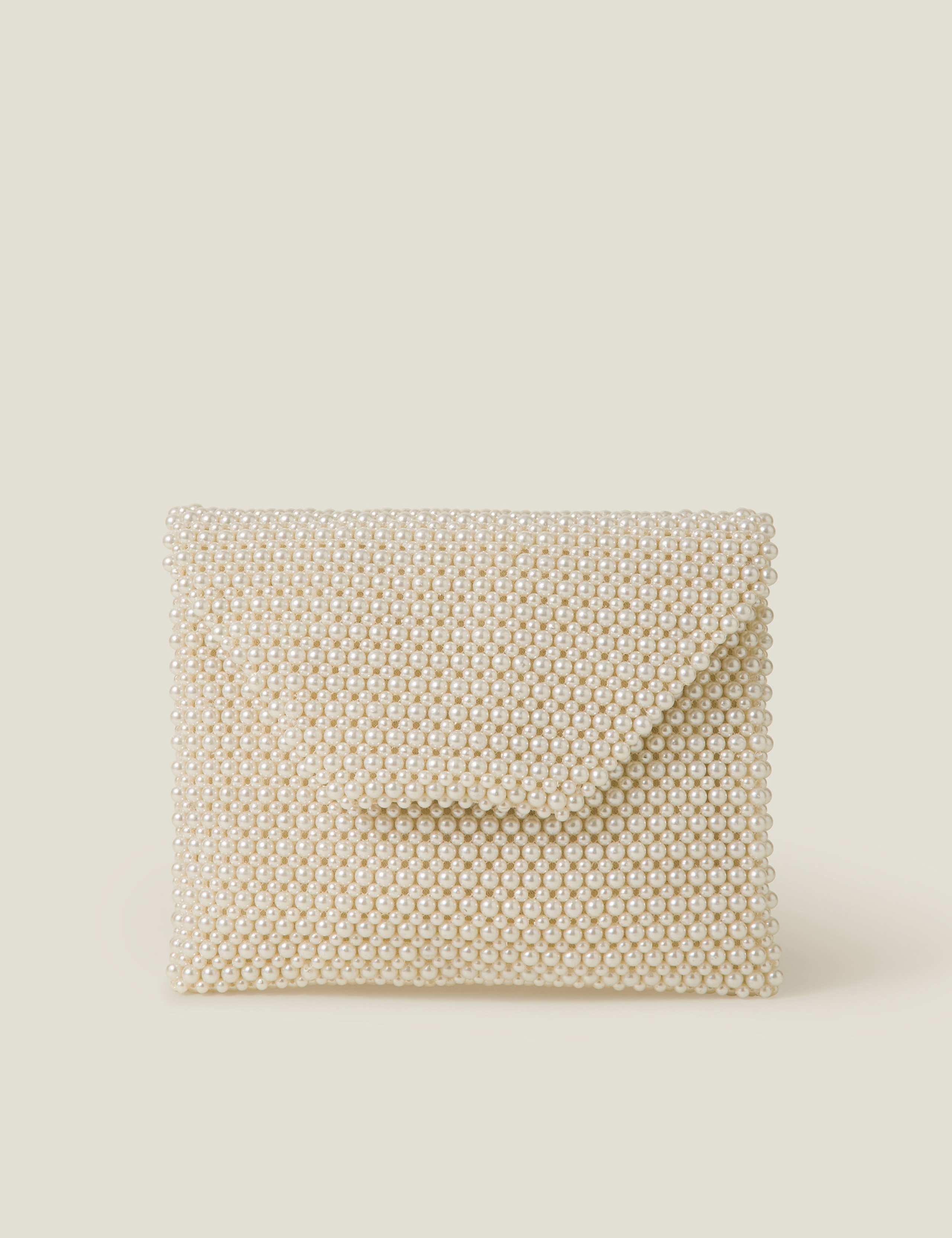 Faux Pearl Envelope Bridal Clutch Bag 2 of 5