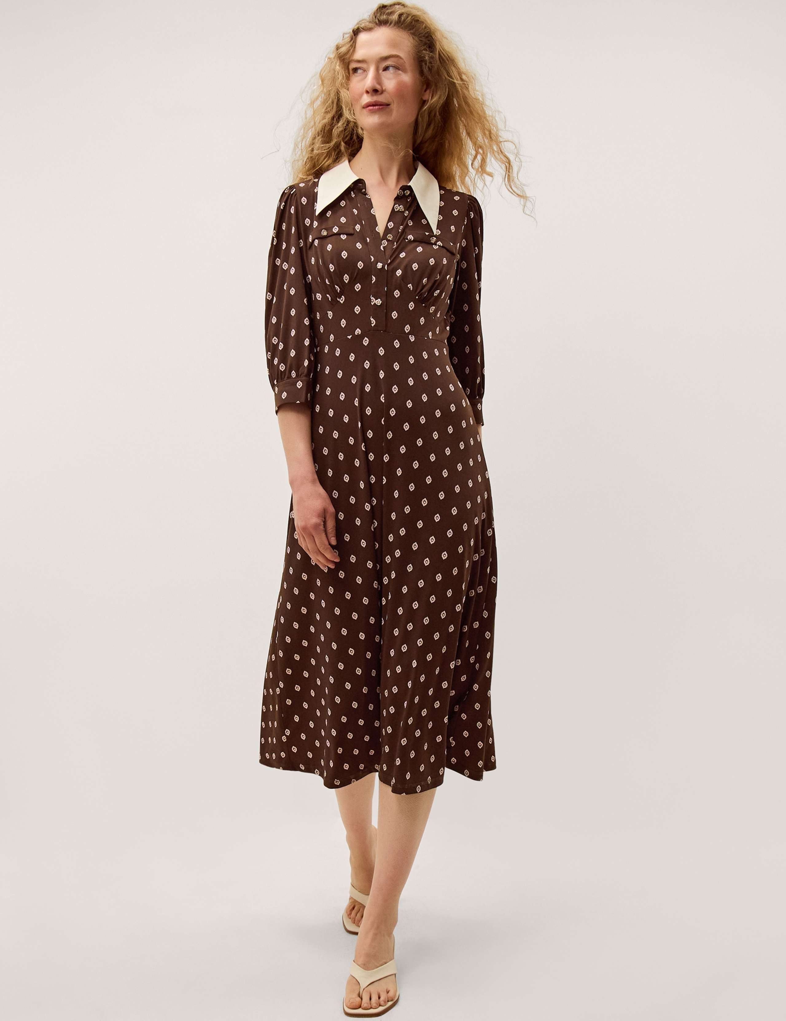 Jersey Printed Midi Shirt Dress 1 of 4