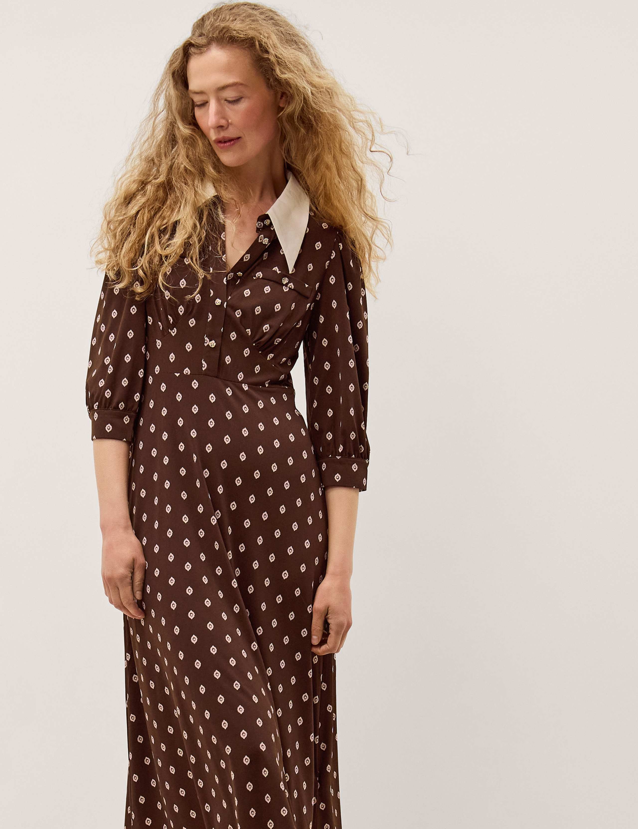 Jersey Printed Midi Shirt Dress 2 of 4